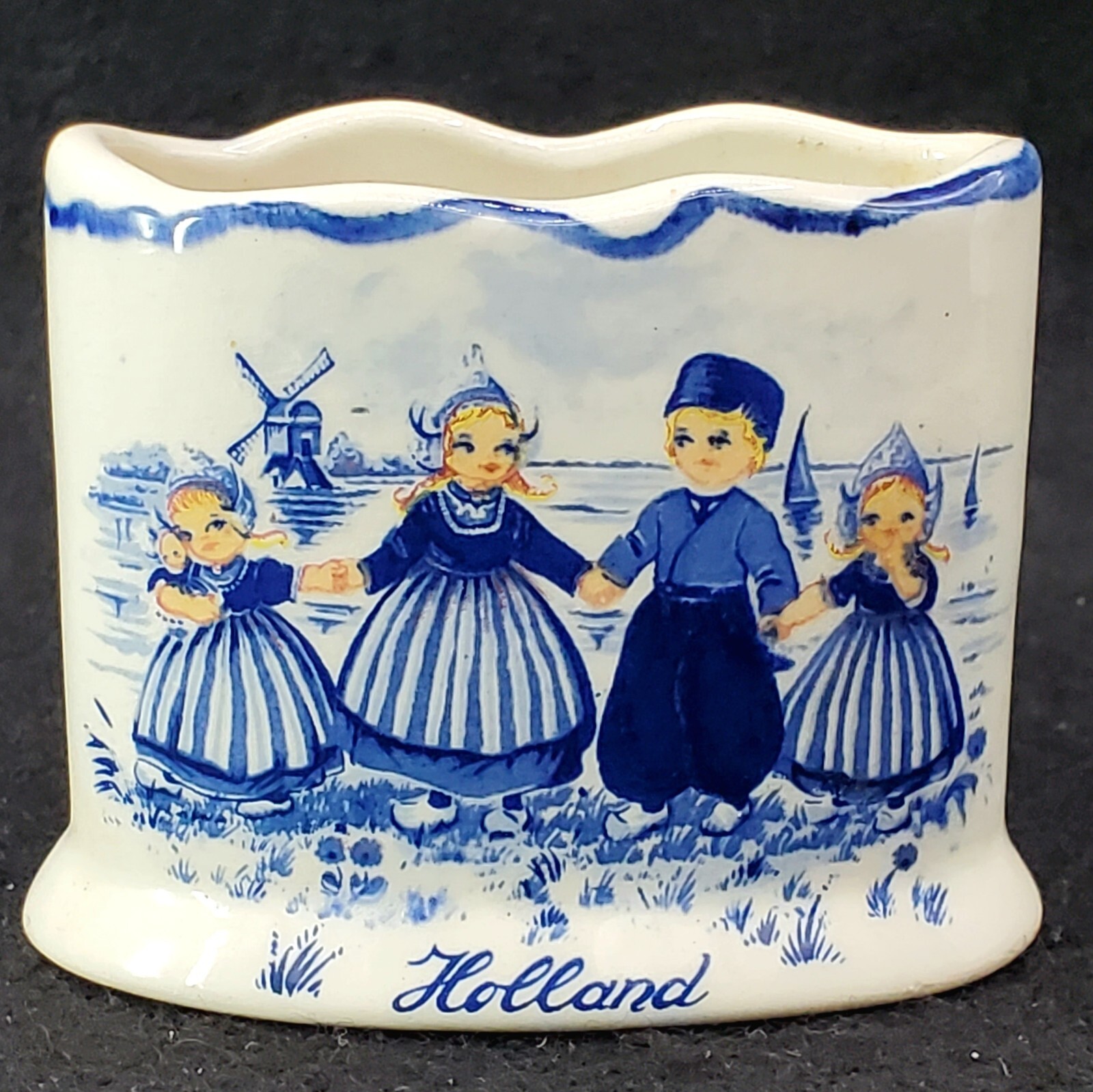 Vintage DELFT Holland Handpainted Toothpick Holder 2\