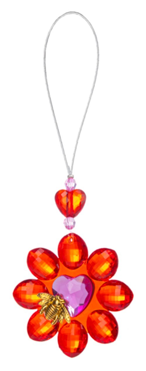 Ganz Crystal Expressions Red Bee Mine Flower Ornament  Acrylic  3.5\
