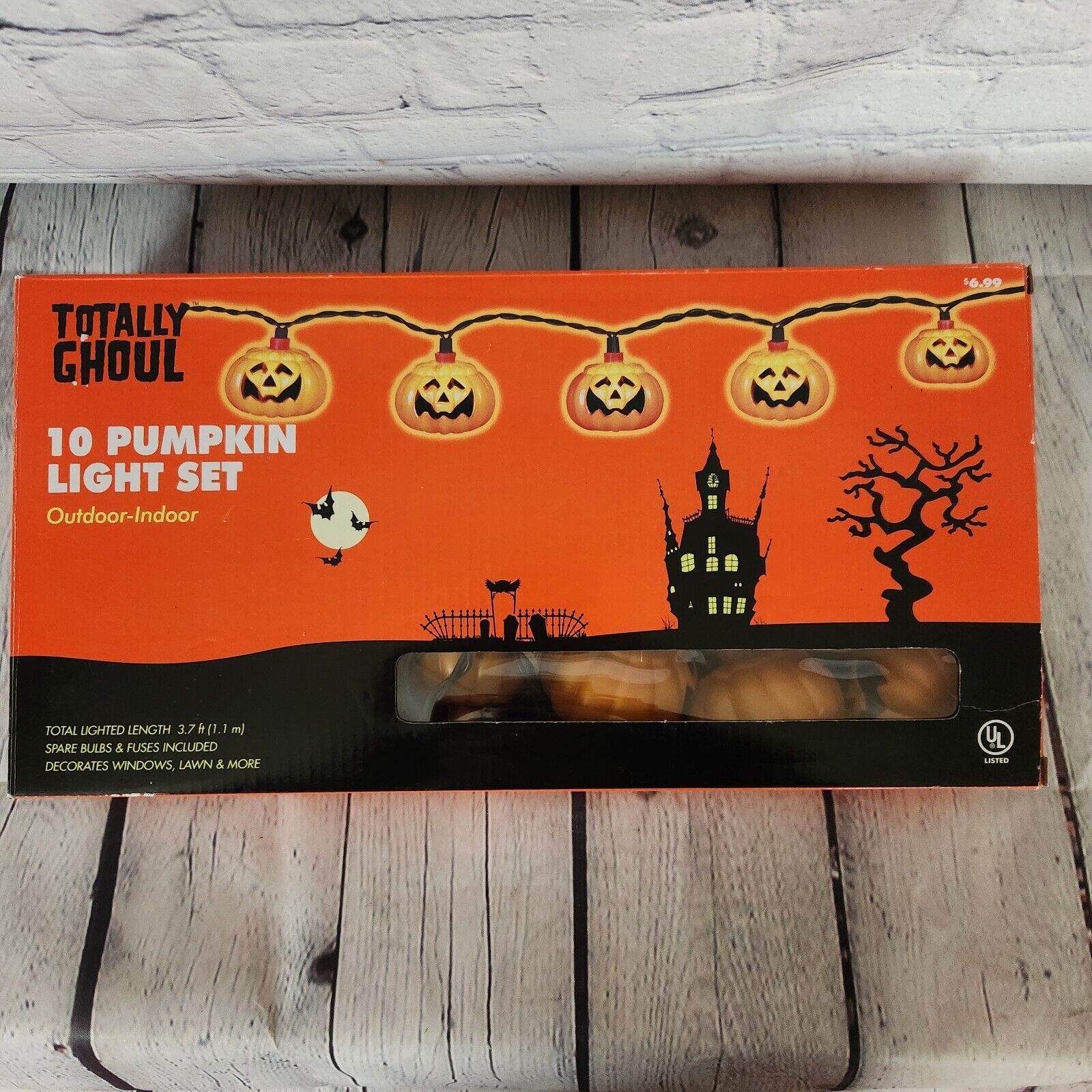 Vintage Totally Ghoul  Pumpkin 2 Strings Of 10 Lights  Indoor/Outdoor Blow Mold 