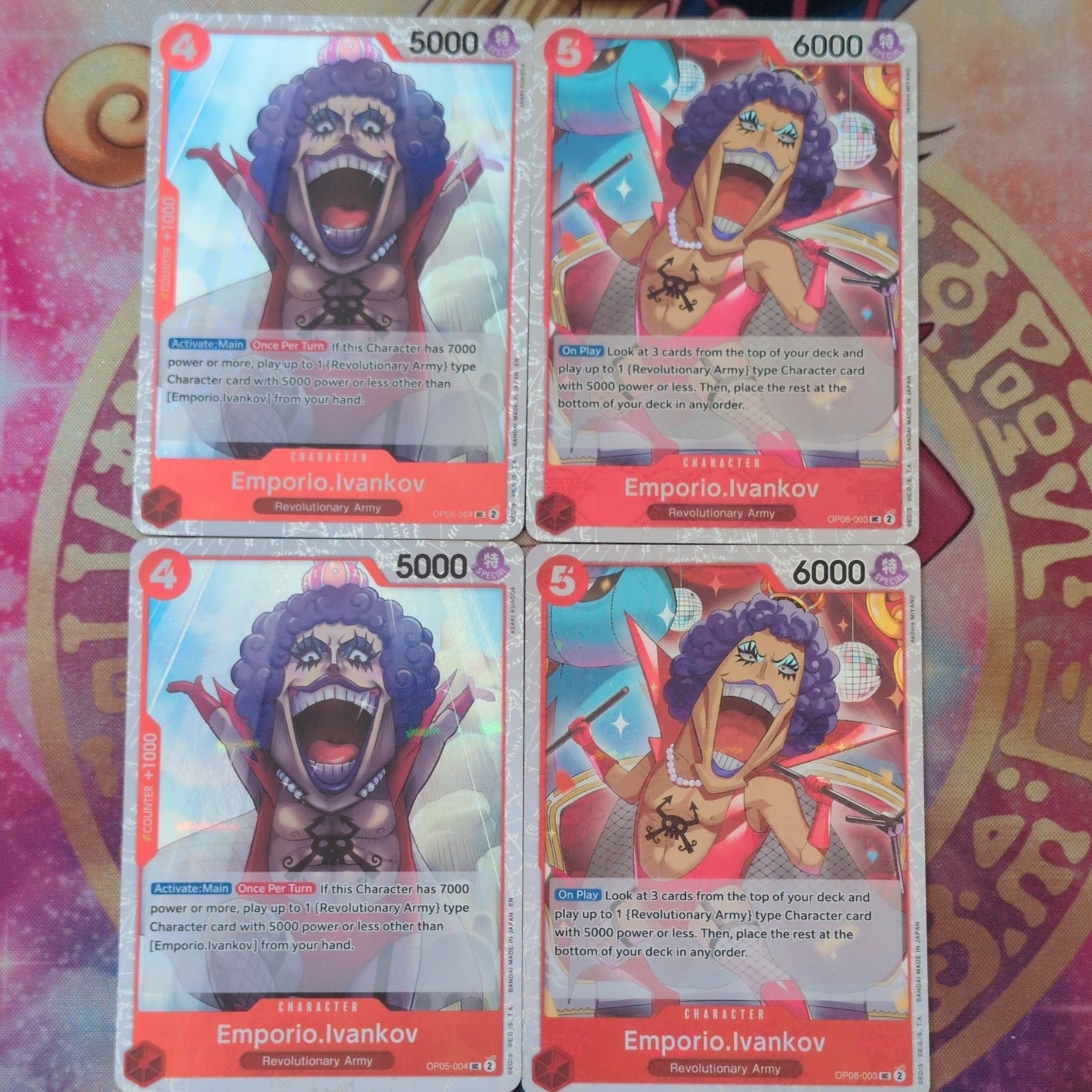 2 x OP05-004 & 2 x OP06-003 Emporio.Ivankov (Pirate Foil) One Piece Mint bundle 