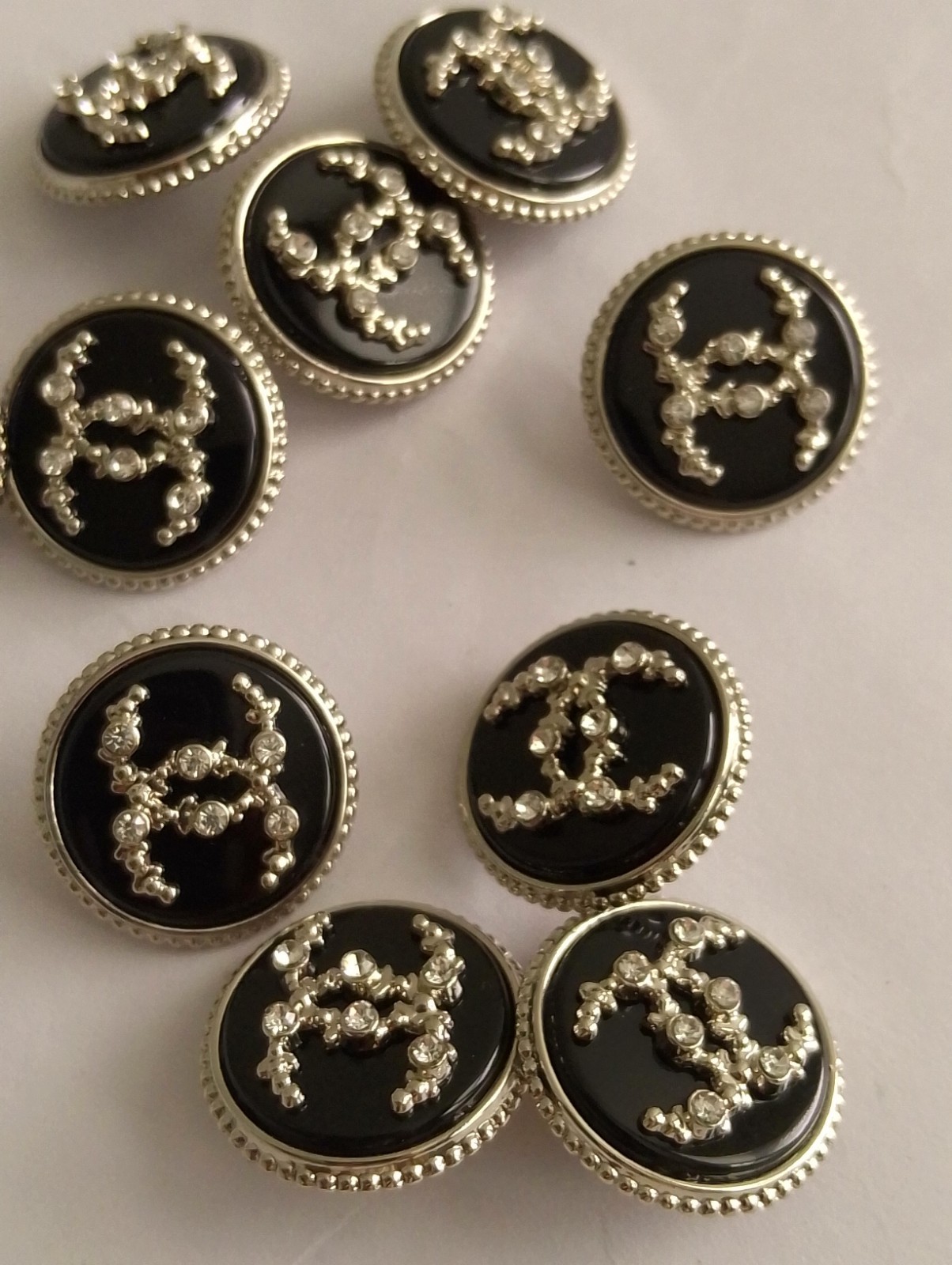 Silver Lot Of ten 20 Mm Designer Cc Vintage Button Silver Tone Chanel 10 BUTTONS