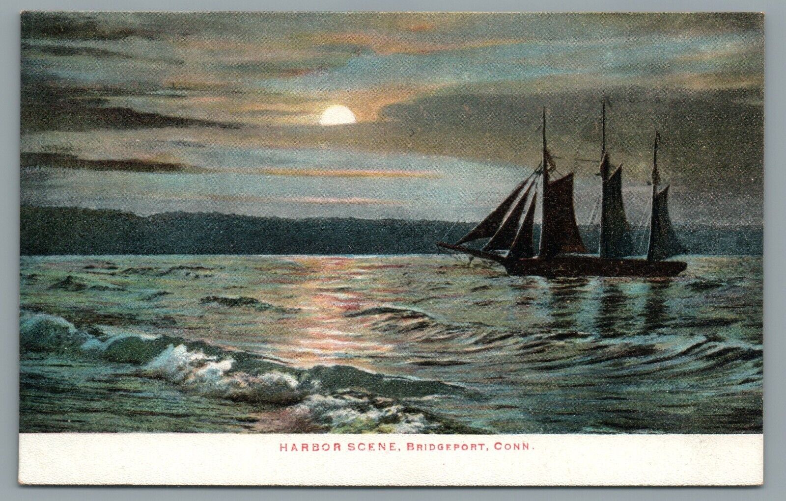 Harbor Scene, Bridgeport, CONN. CT Connecticut Early 1900s Vintage Postcard