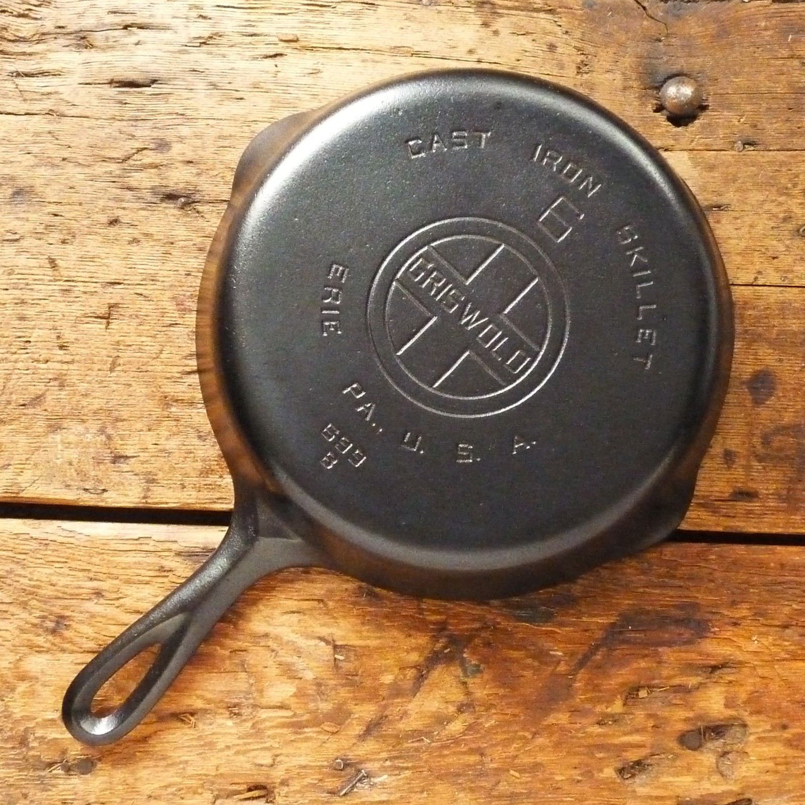 Vintage GRISWOLD Cast Iron SKILLET Frying Pan # 6 LARGE BLOCK LOGO - Ironspoon
