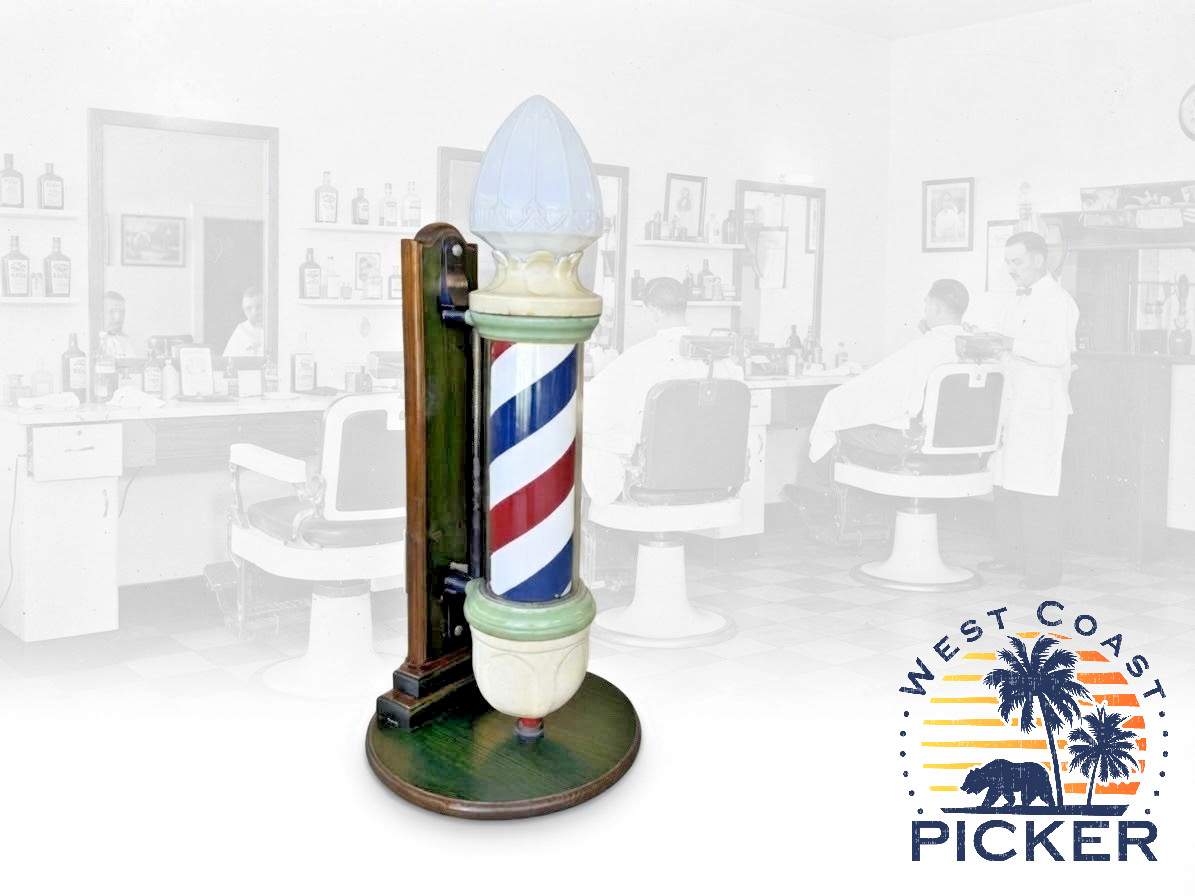 Antique Scarce Emil J. Paidar 927 Barbershop Wall Barber Pole on Custom Display