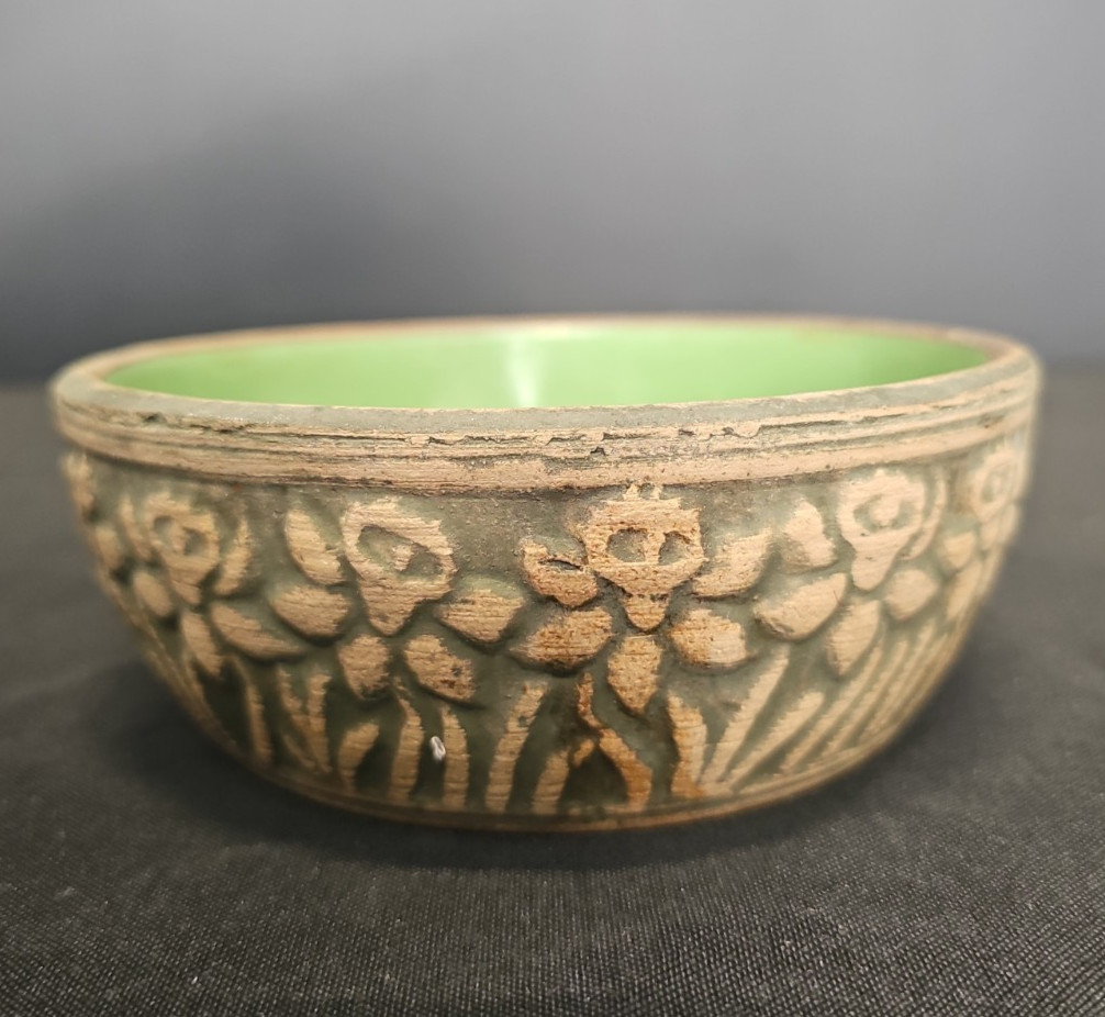 Vtg Robinson Ransbottom Or Red Wing Pottery Brushware Daffodil Bulb Bowl/Planter