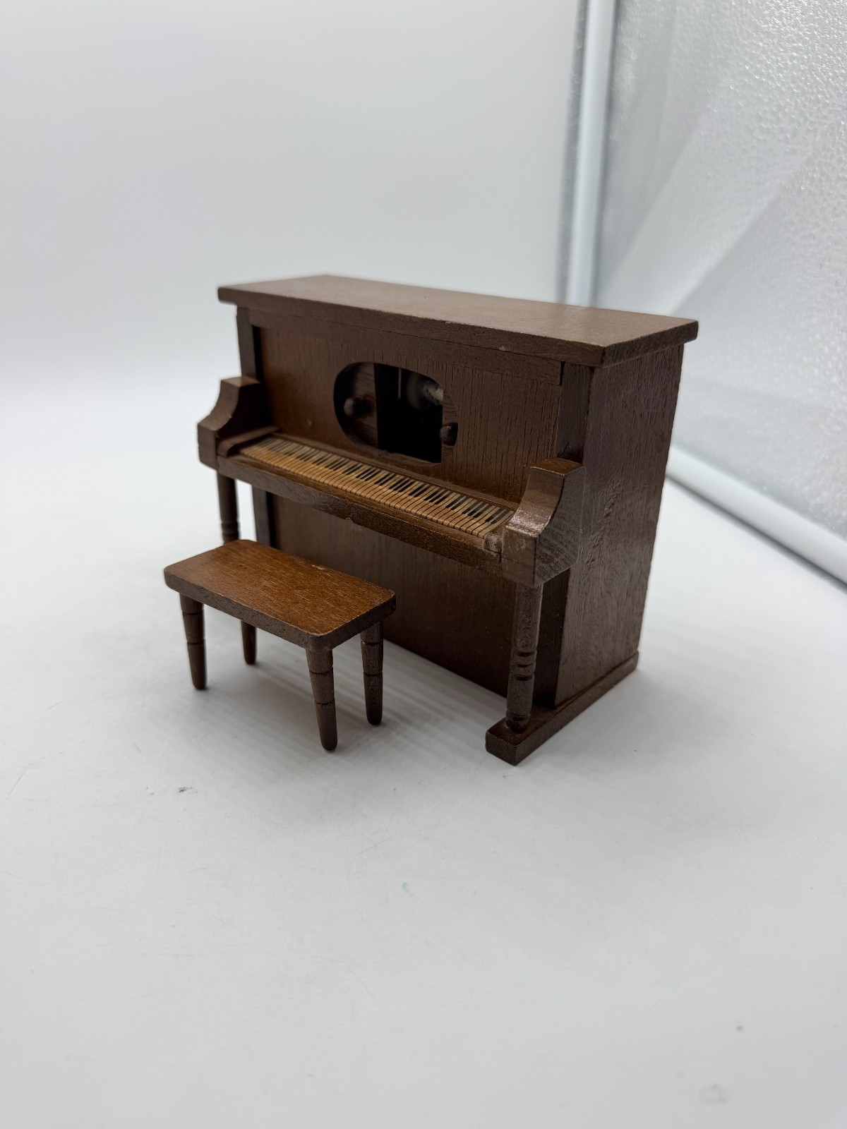 Vintage 1976 Miniature Wooden Piano Music Box Plays 