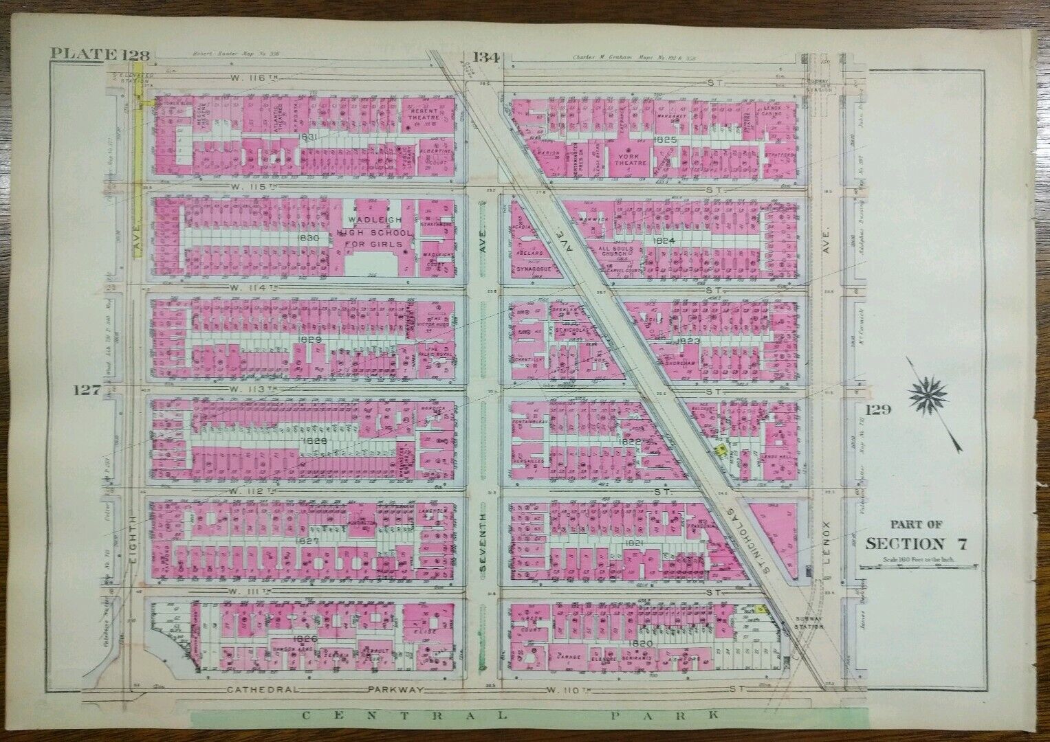 1916 FREDERICK DOUGLASS CIRCLE HARLEM MANHATTAN NEW YORK CITY NY Street Map 