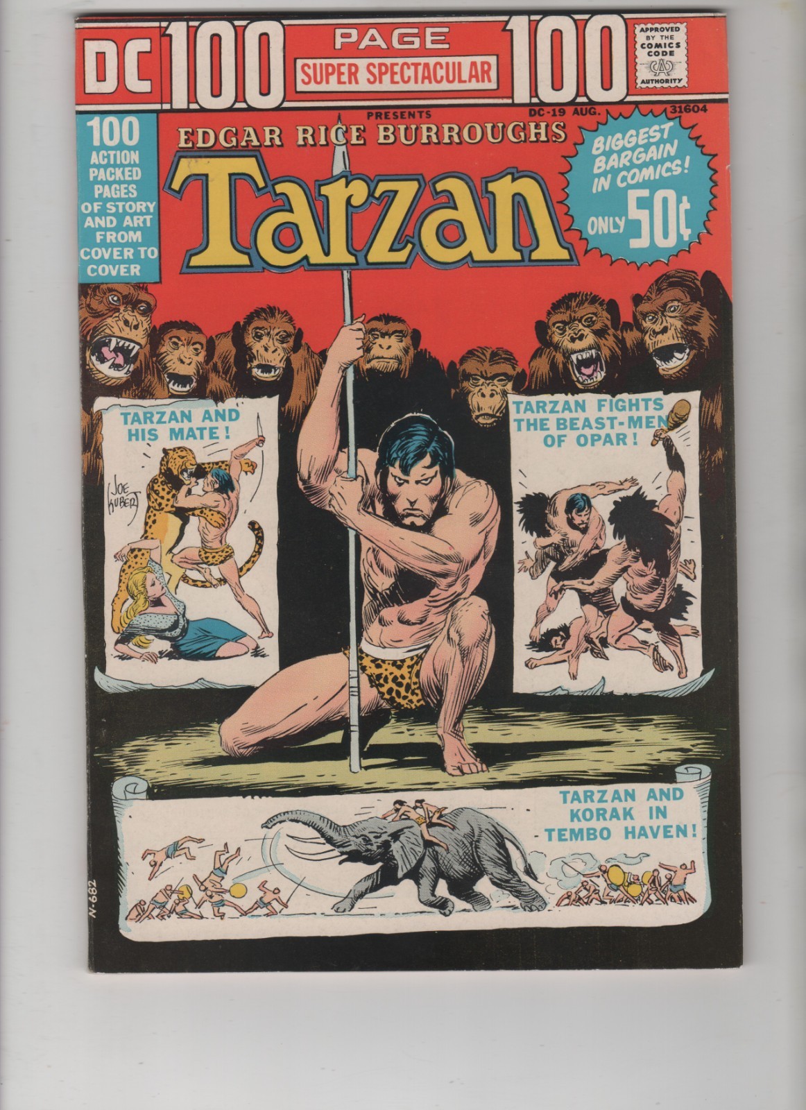 100-Page Super Spectacular #DC-19, Tarzan, Kubert Cover, WP, VF+ 8.5, 1973