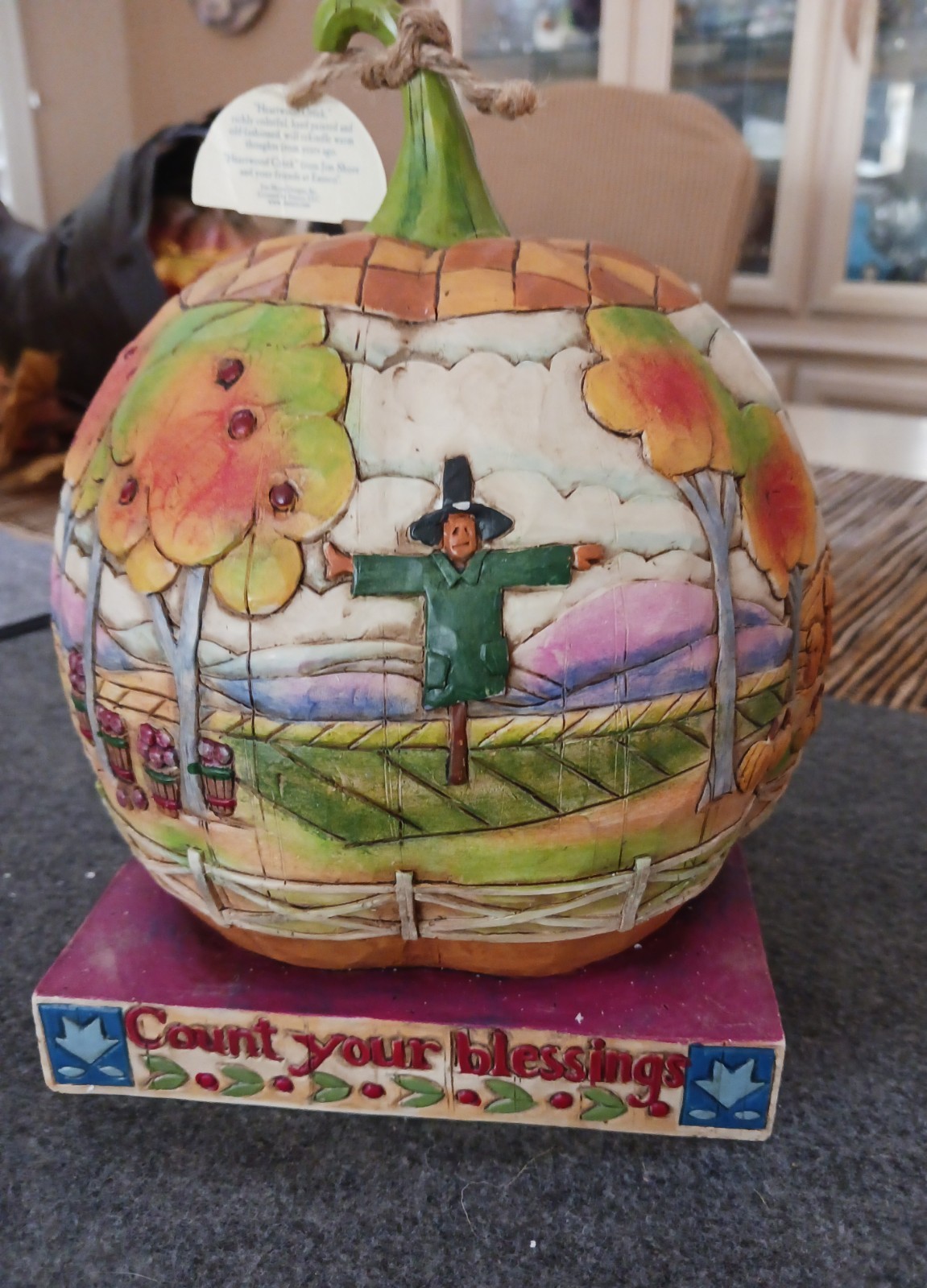 Jim Shore Count Your Blessings Pumpkin W/Scene, Hang Tag & Box