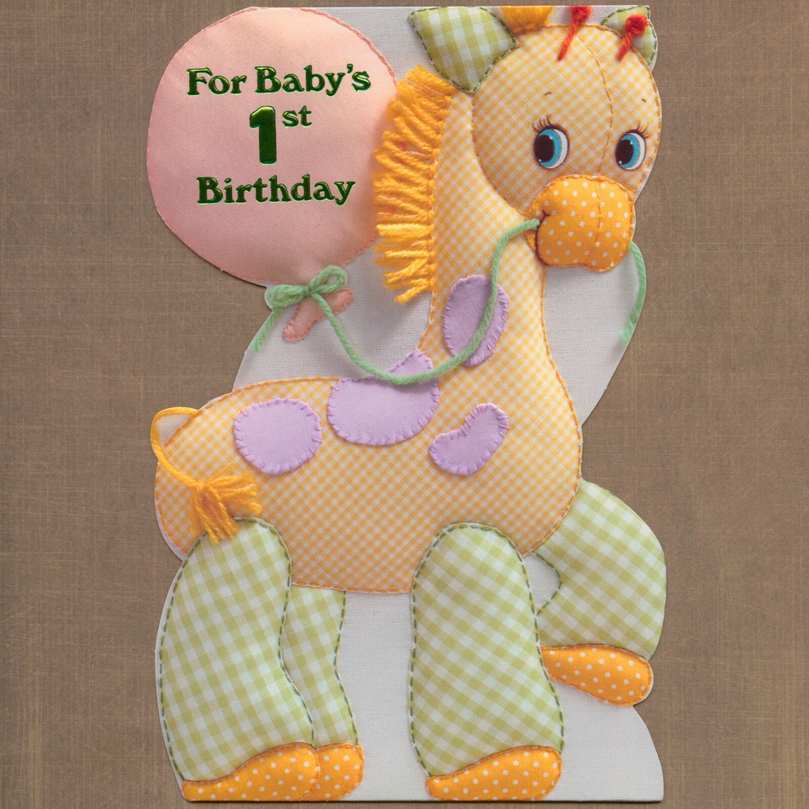 Cute Vintage 1ST BIRTHDAY Card FOR ONE YEAR OLD, Giraffe by American Greetings