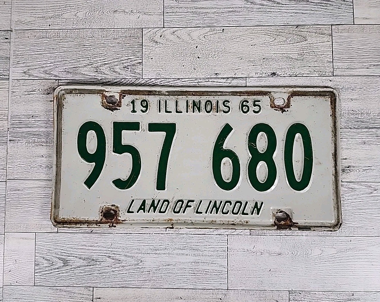 1965 Vintage ILLINOIS License Plate 