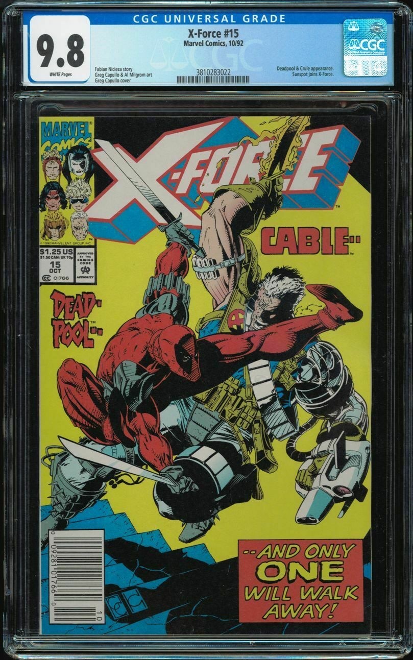 X-Force #15 CGC 9.8 - Newsstand - White Pages - Deadpool Appearance