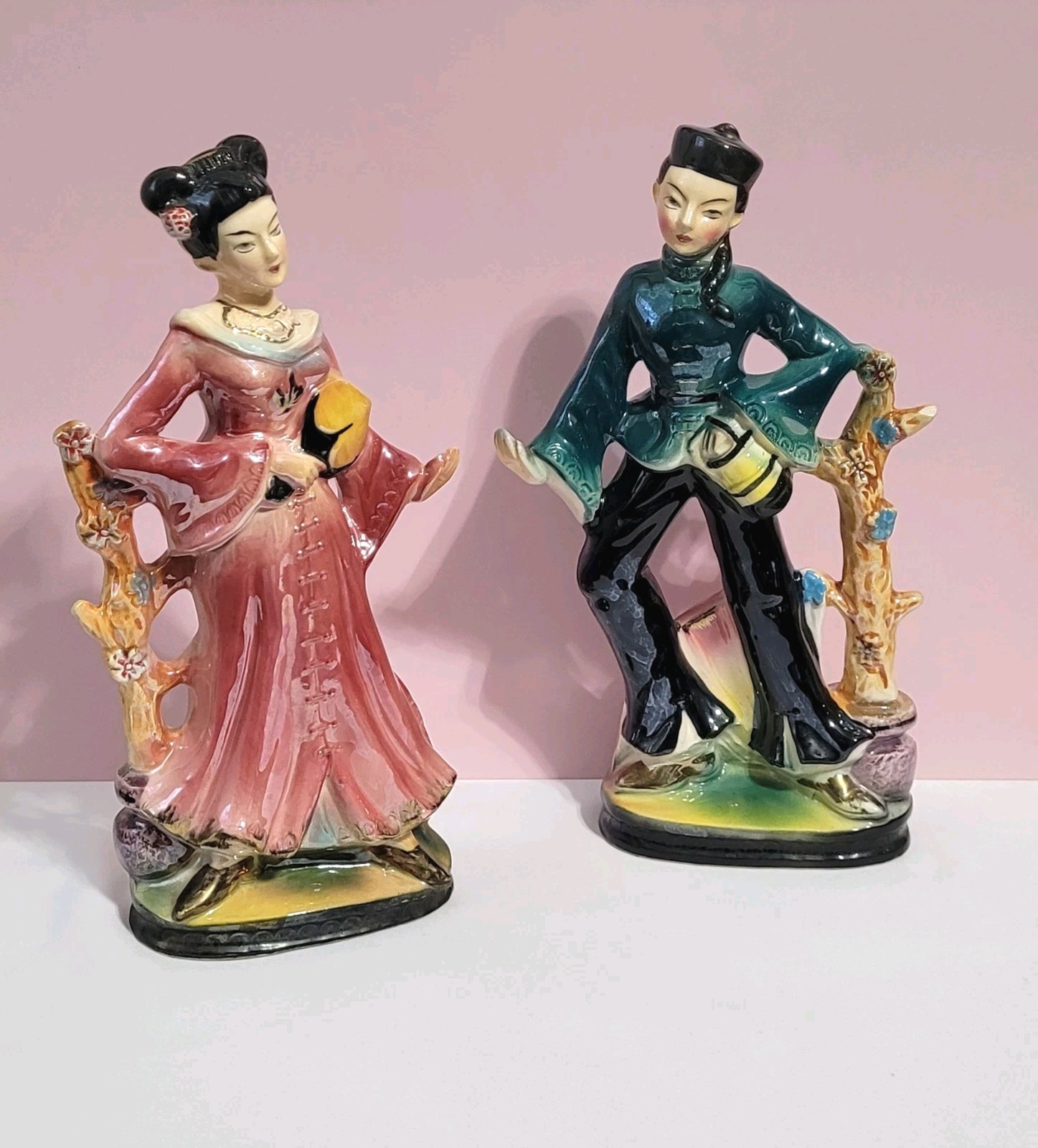 Stunning Vintage Art Deco 1940s Asian Prince & Princess Figurines 10