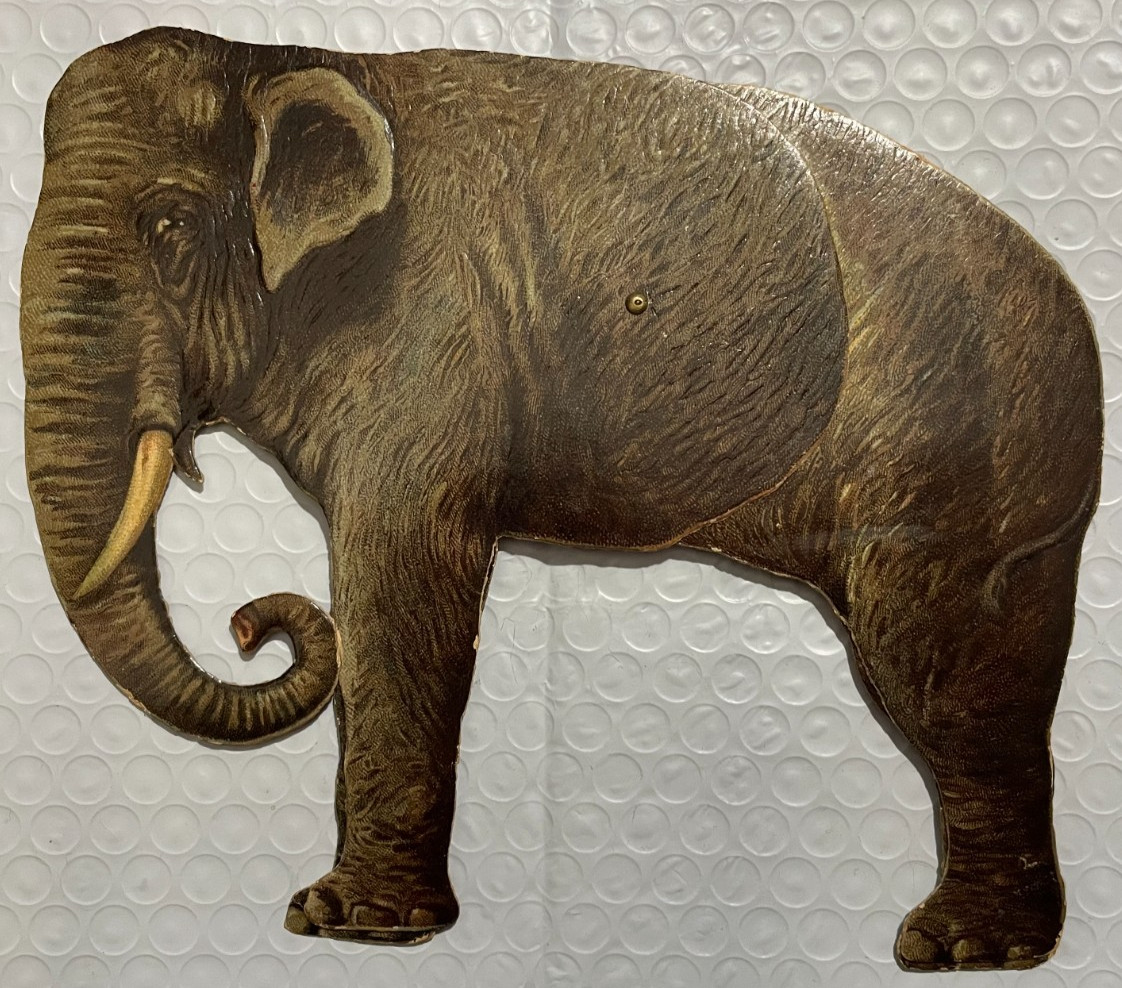 Wonderful Antique Edwardian Tuck Mechanical Animal Die Cut Embossed Elephant HTF Wonderful Antique Edwardian Tuck Mechanical Animal Die Cut Embossed Elephant HTF