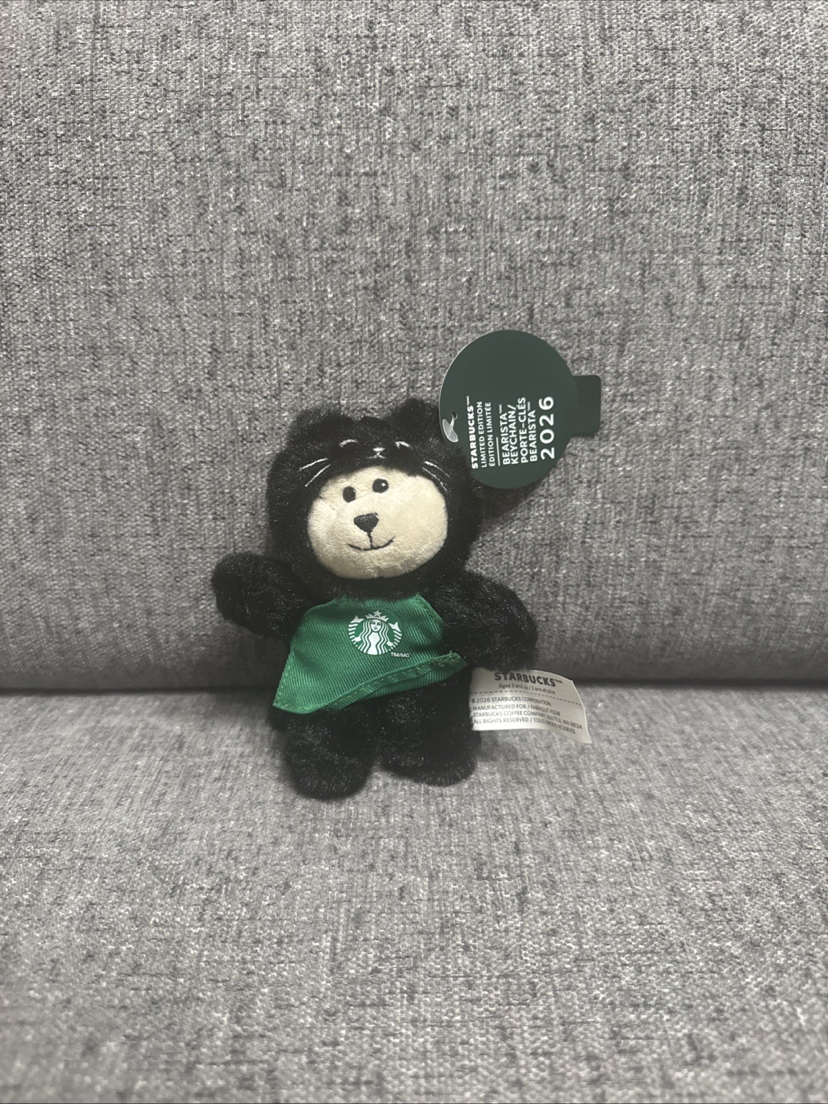 Starbucks 2026 Halloween Bearista Bear Black Cat Keychain Plush - NEW W/ TAGS🔥
