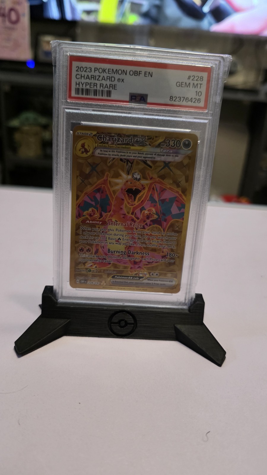PSA 10 Charizard ex 228/197 Obsidian Flames Gold Hyper Rare Pokemon Card 
