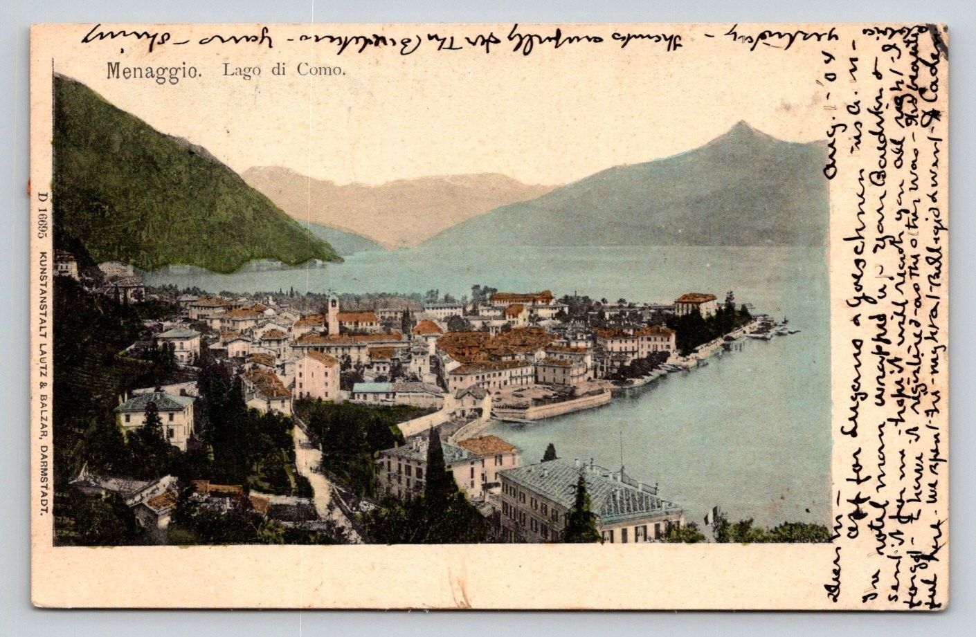 Vintage 1911 Menaggio Lake Como Italy Postcard Lautz & Balzar Posted Vintage 1911 Menaggio Lake Como Italy Postcard Lautz & Balzar Posted