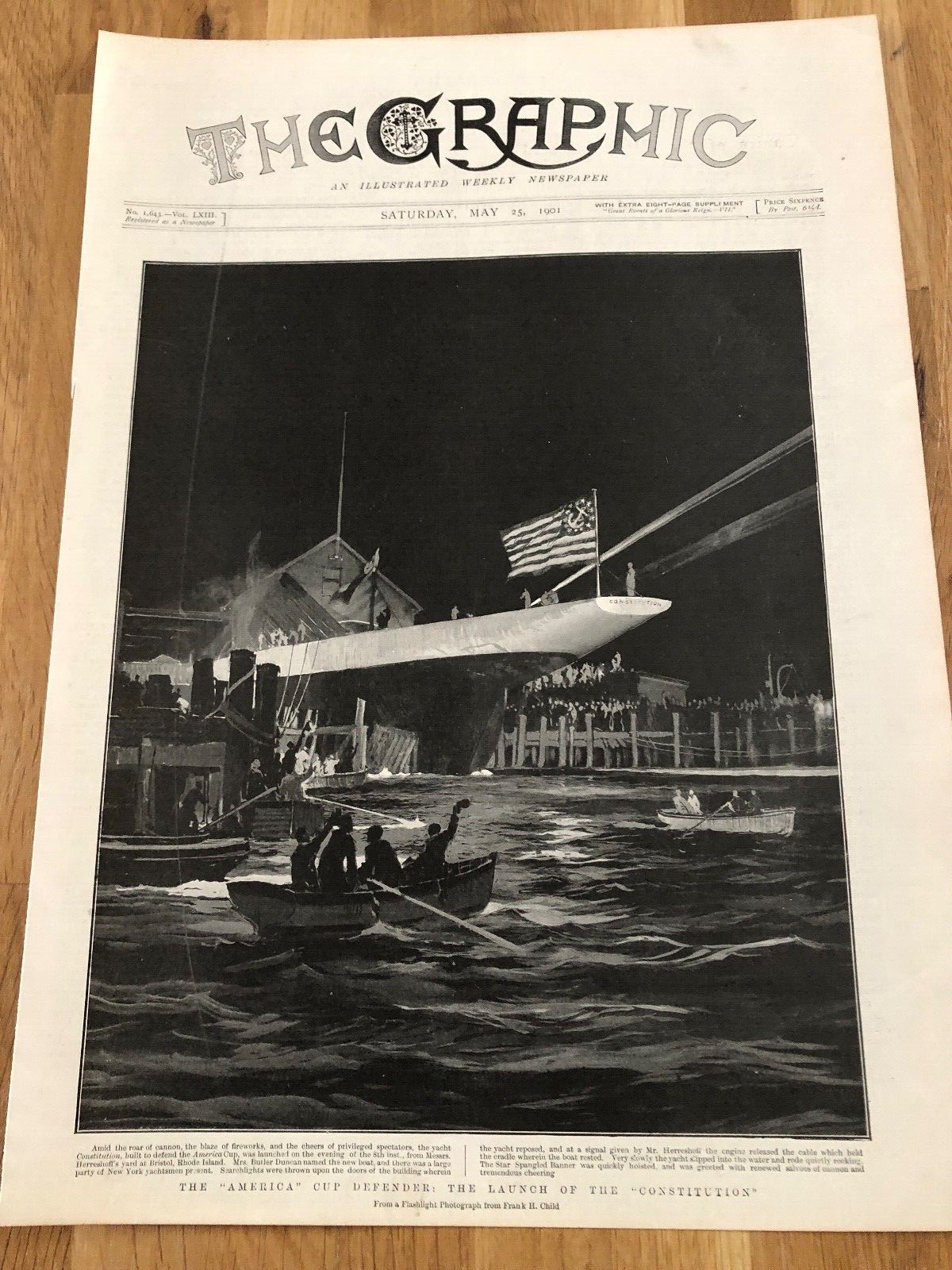 1901 print from the graphic  america\'s cup defender ( constitution )