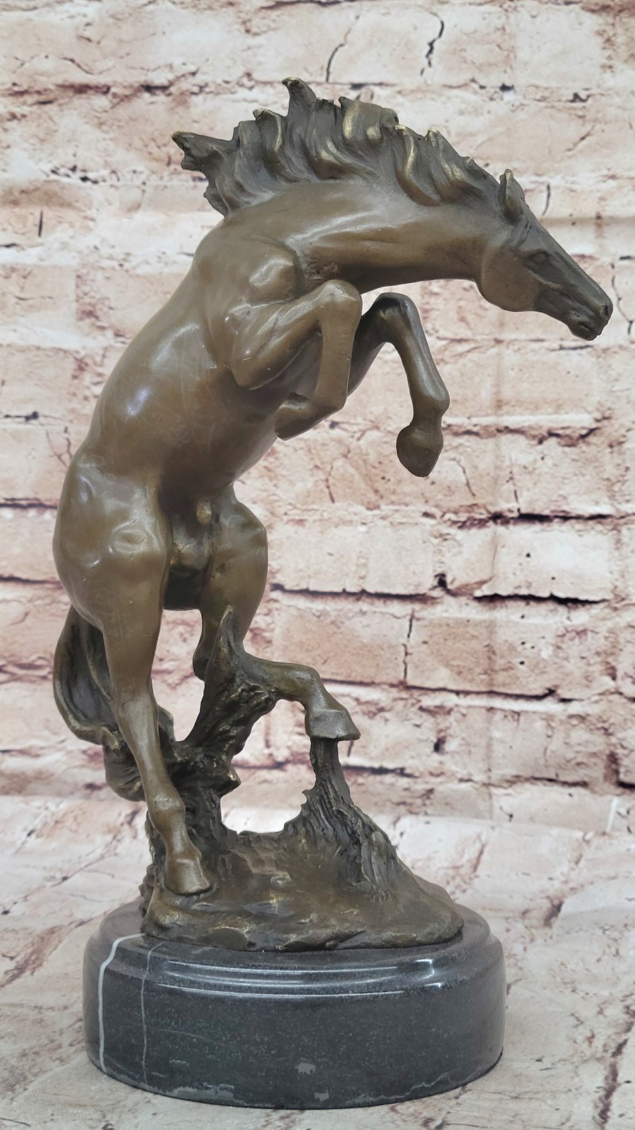 RAMBUNCTIOUS HORSE STALLION STANDING BRONZE SCULPTURE FIGURE FIGURINE ANIMAL LRG