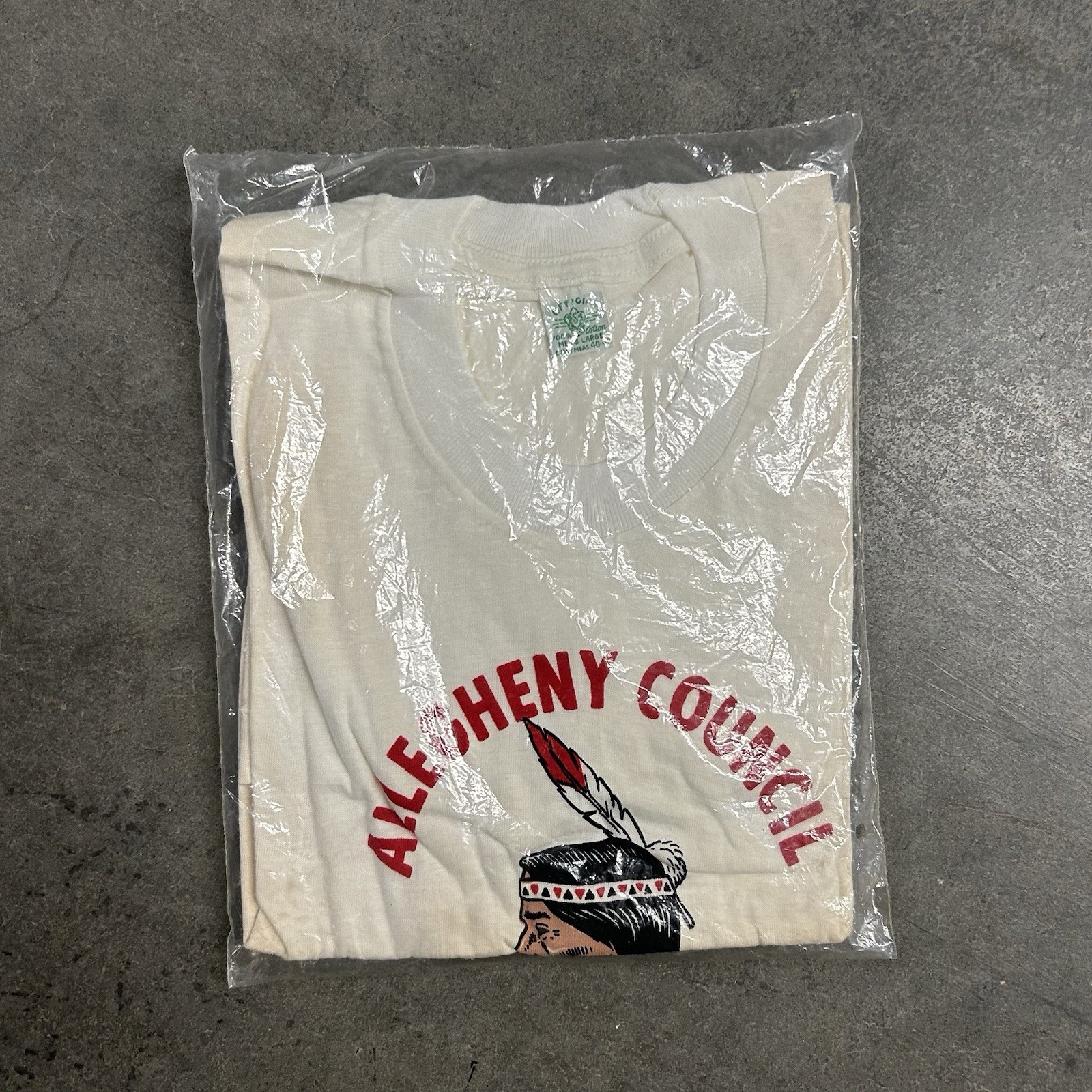 Deadstock Vintage 60s Boy Scouts T Shirt Mens L White Native American Indian 