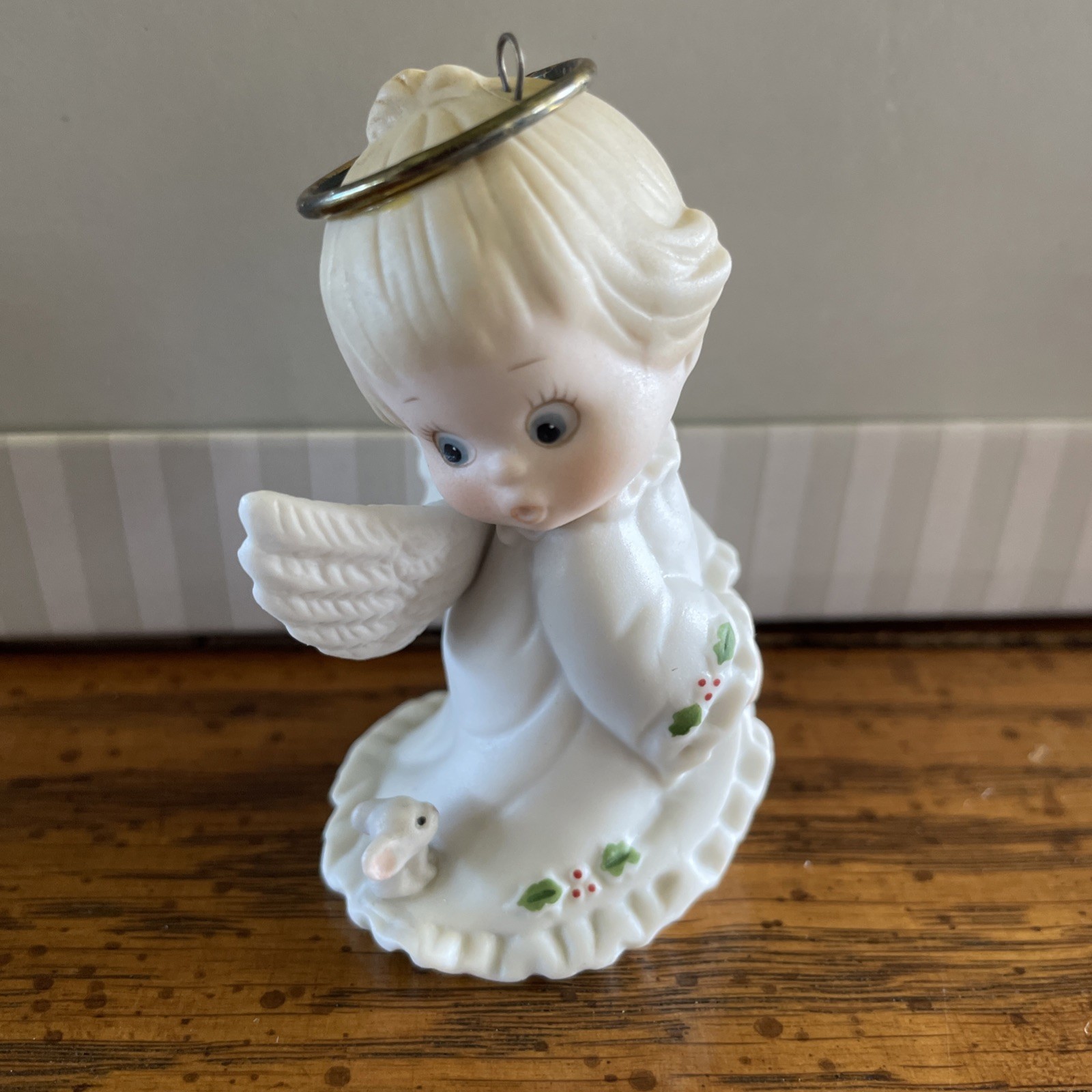Vintage Enesco Ruth Morehead Holly Babes Christmas Angel Ornament Mouse 1986 FUN
