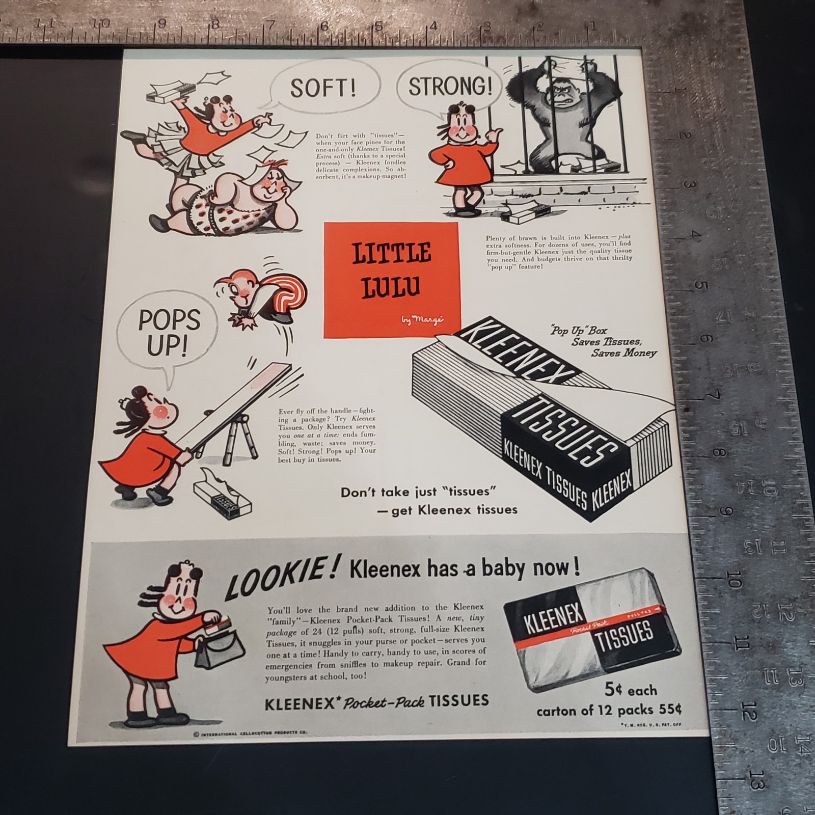 Vintage 1950 Kleenex Tissues Advertisement 1950s Pocket Pack Tissues Print Ad