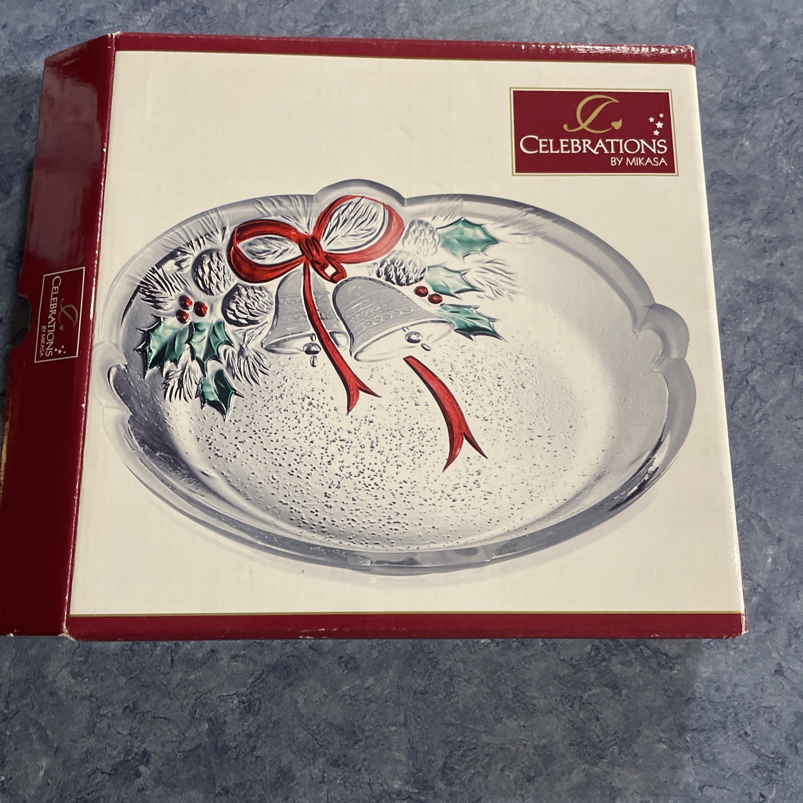 Mikasa Celebrations Holiday Bells Glass Sweet Dish 7\ Mikasa Celebrations Holiday Bells Glass Sweet Dish 7\