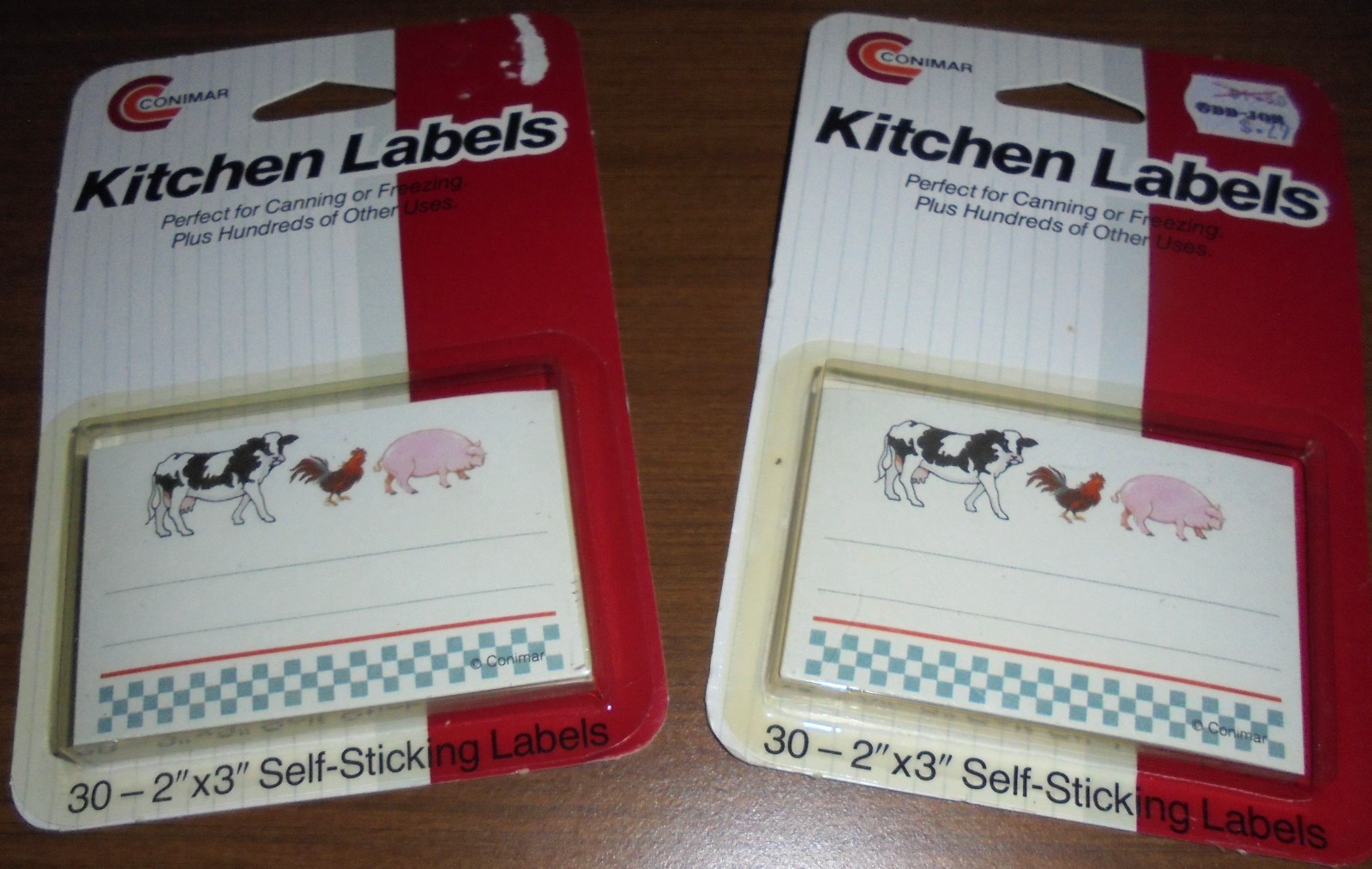 Vintage Farmhouse 1970s COW CHICKEN PIG Conimar Kitchen Labels 2 packs of 30-NEW Vintage Farmhouse 1970s COW CHICKEN PIG Conimar Kitchen Labels 2 packs of 30-NEW