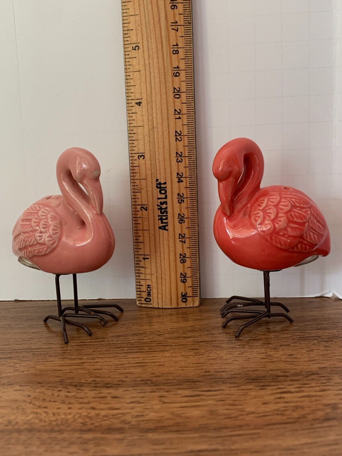 Figural Flamingo Salt and Pepper shakers with metal legs NEW