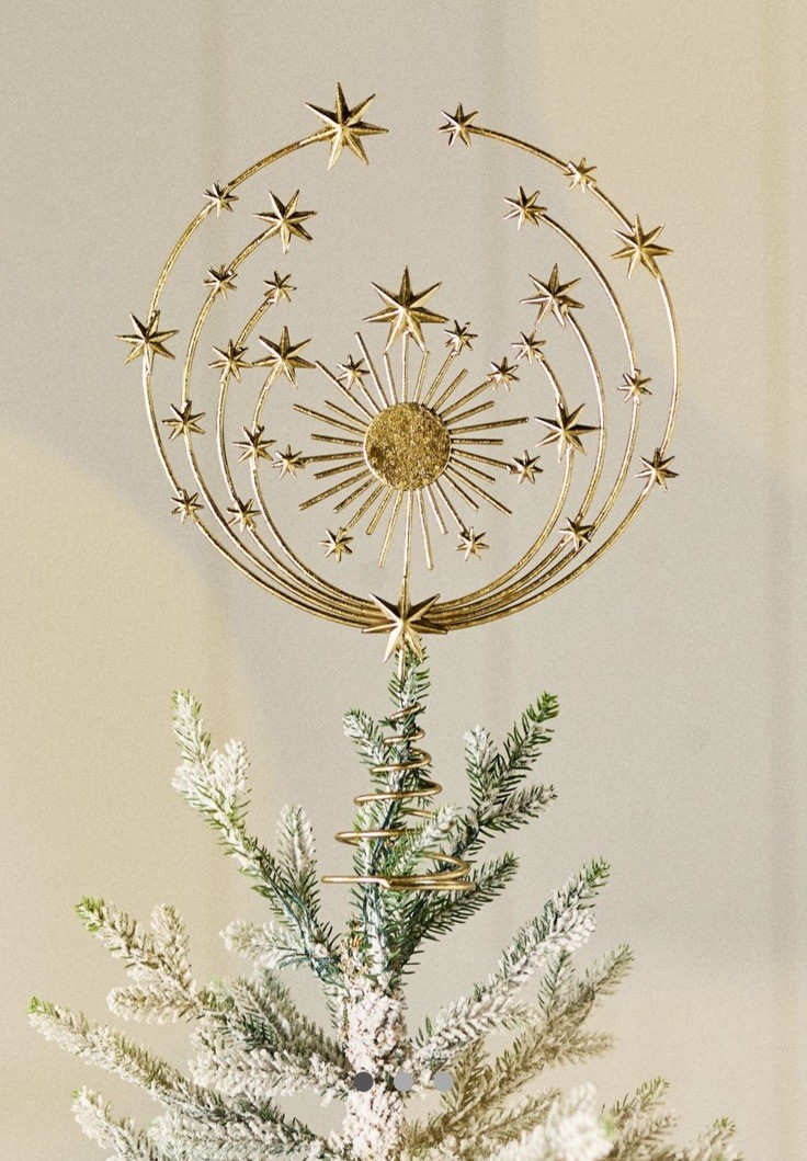 The Anthropologie Hedy Gold Metal Christmas Tree Topper Celestial Stars New