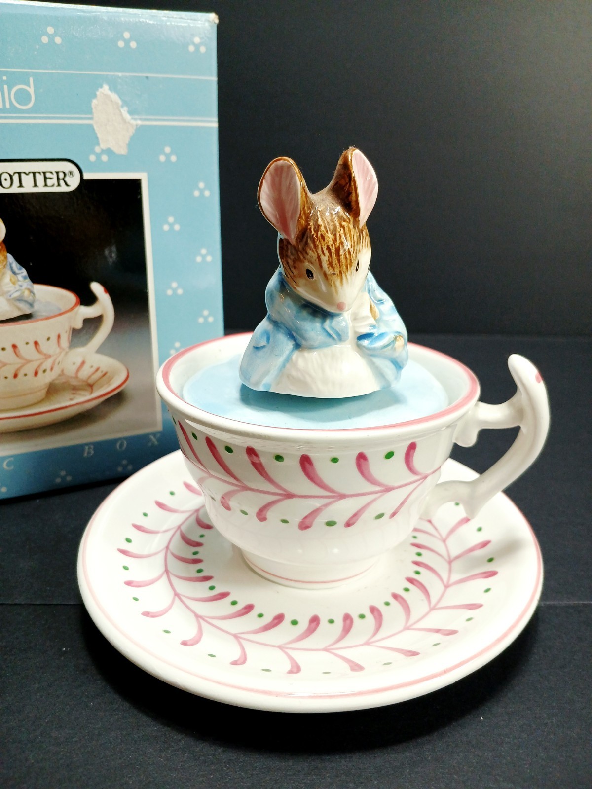 Vtg BEATRIX POTTER  Schmid Hand Painted Music Box \