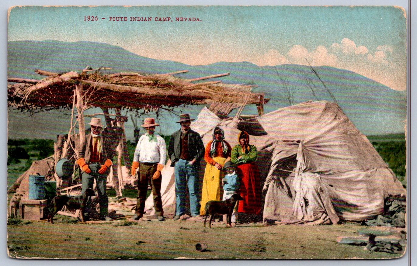K44/ Piute Indian Camp Nevada Postcard c1910 Tepee Native Indian 495