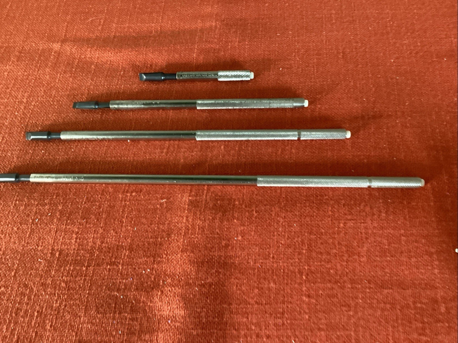 Vintage HJJ Co. ScrewHolding ScrewDrivers, set of 4: #3-10”, #3-8”, #3-6”, 3-3” 