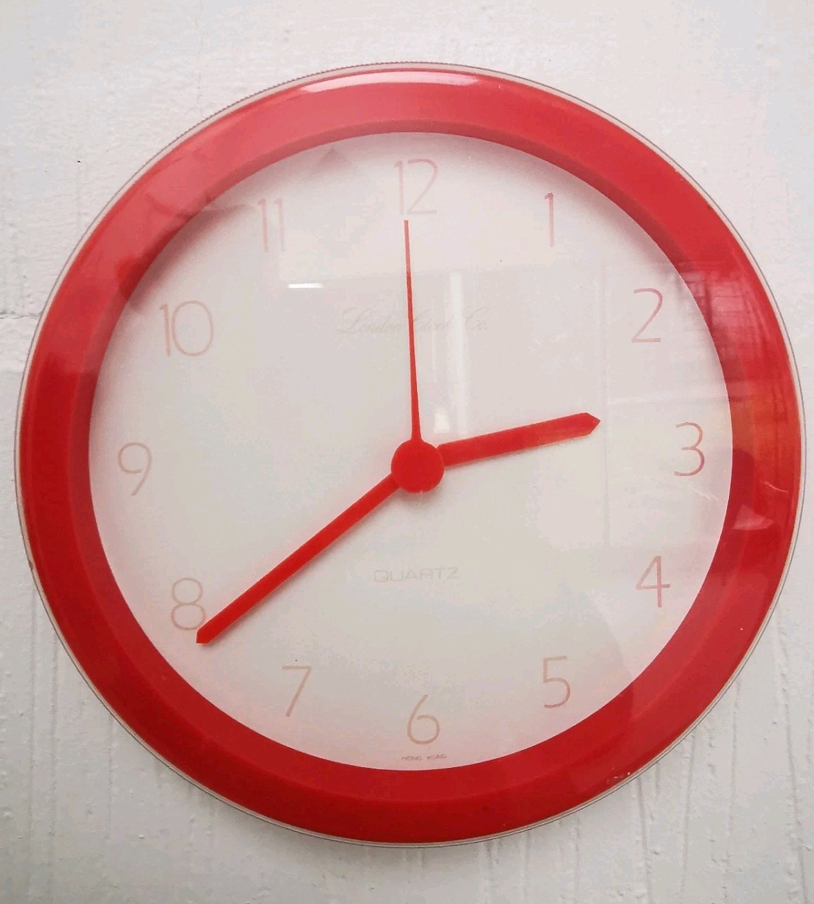 Vintage 1980s Red Plastic Clock - London Clock Co