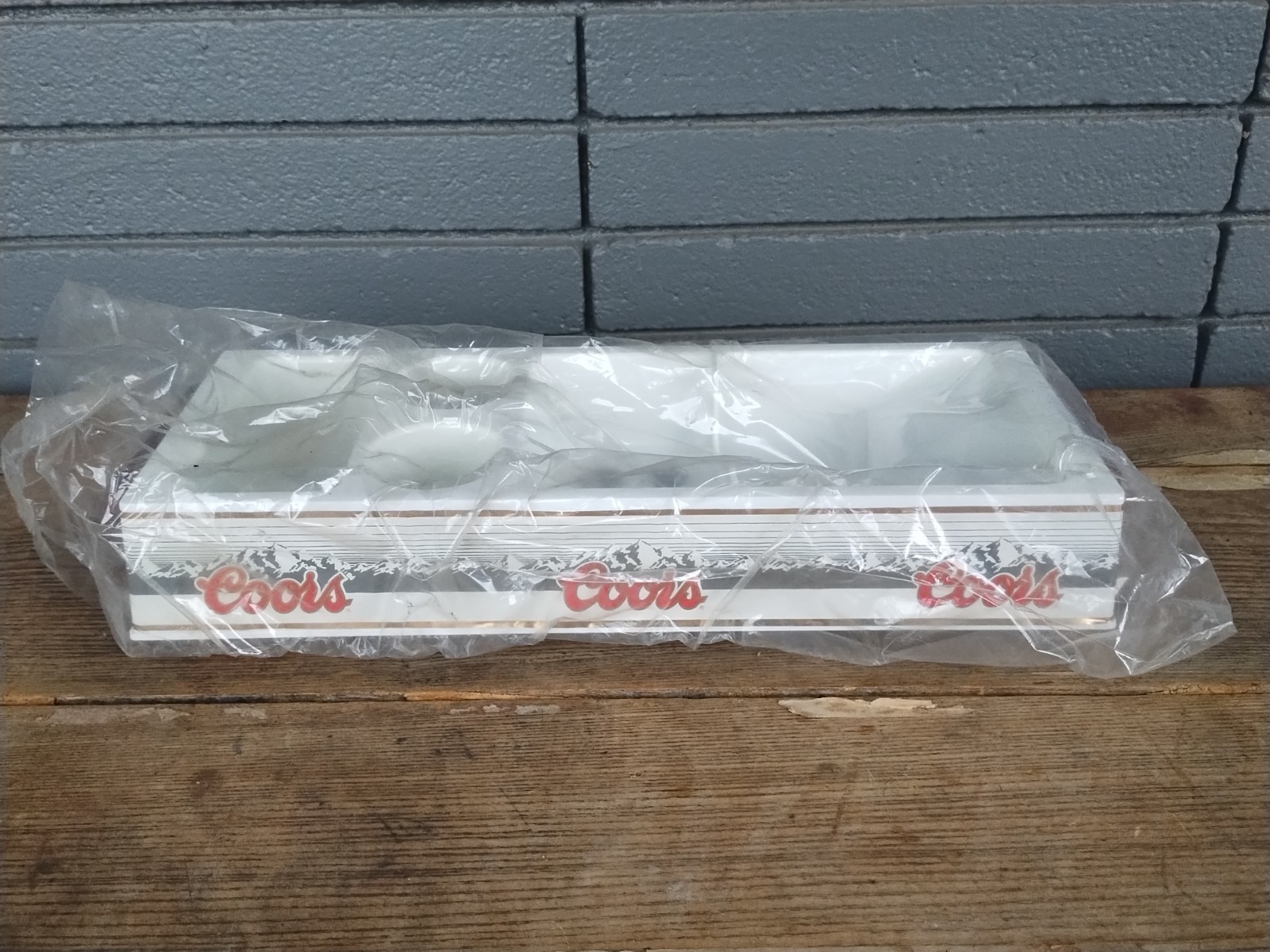 Vintage Coors Bar Caddy NOS 80s Coaster Napkin Tray Unused Clean Red Silver Mnts