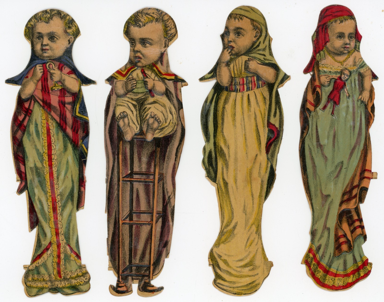 1870s-80s Die Cut Oddballs Babies Baby Stilts Wierd Odd lot of 4 F141