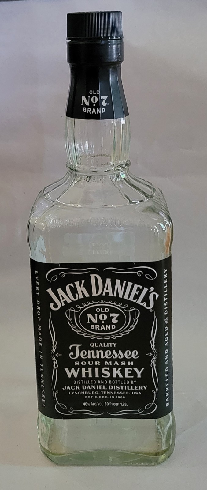 Jack Daniels Empty Glass Bottle, Old No. 7 Tennessee Whiskey (1.75 L) 13.5\