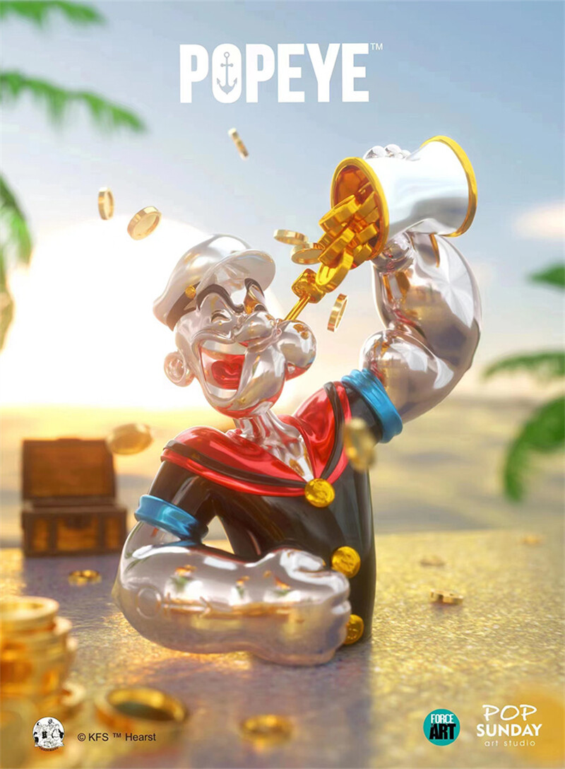POP SUNDAY Popeye Platinum Coast Version Collectible Fashion Figure 25cm Stock