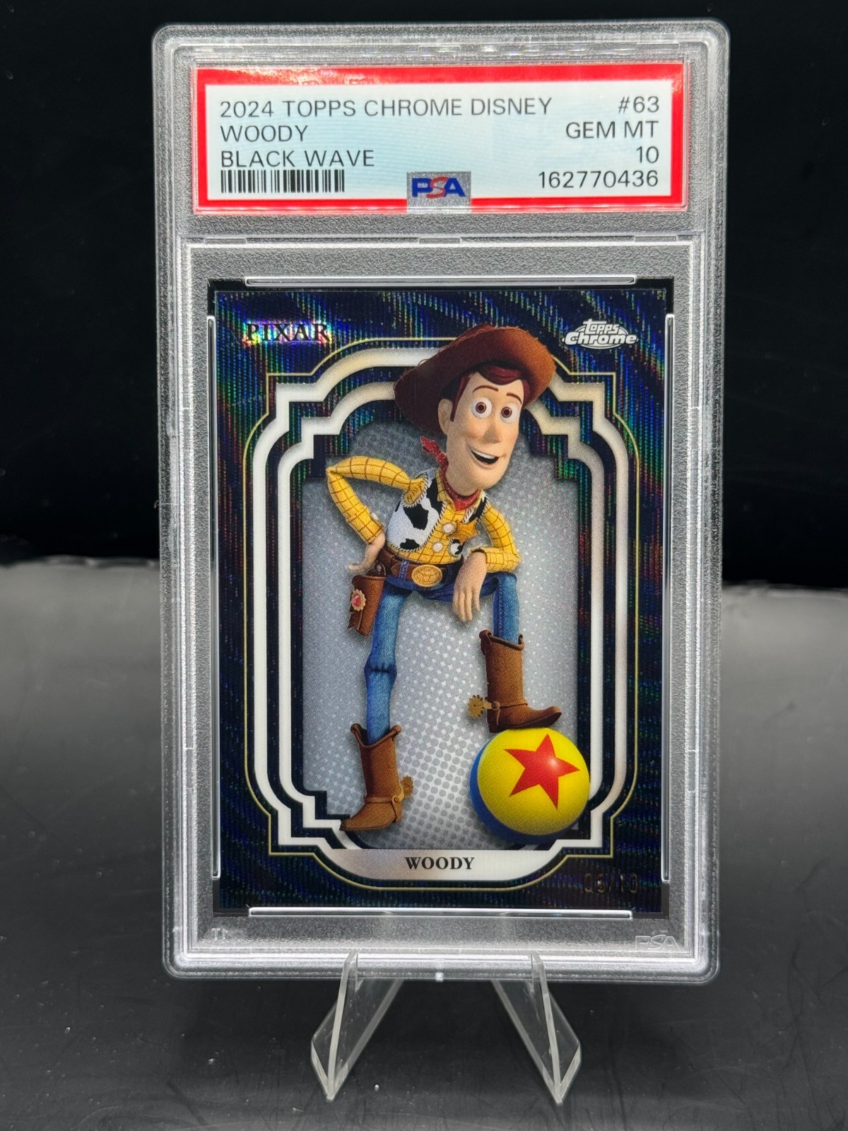 2024 Topps Chrome Disney WOODY #63 Black /10 PSA 10