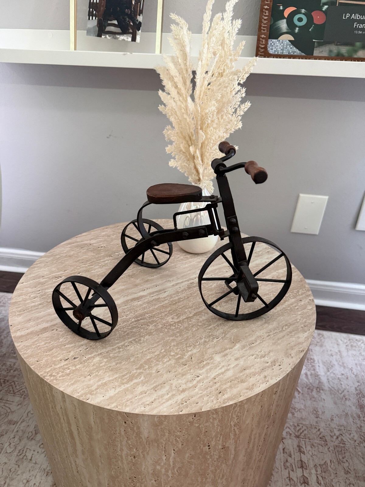 Vintage Hand-Crafted Doll-Sized Antique Decorative Metal Tricycle Bike