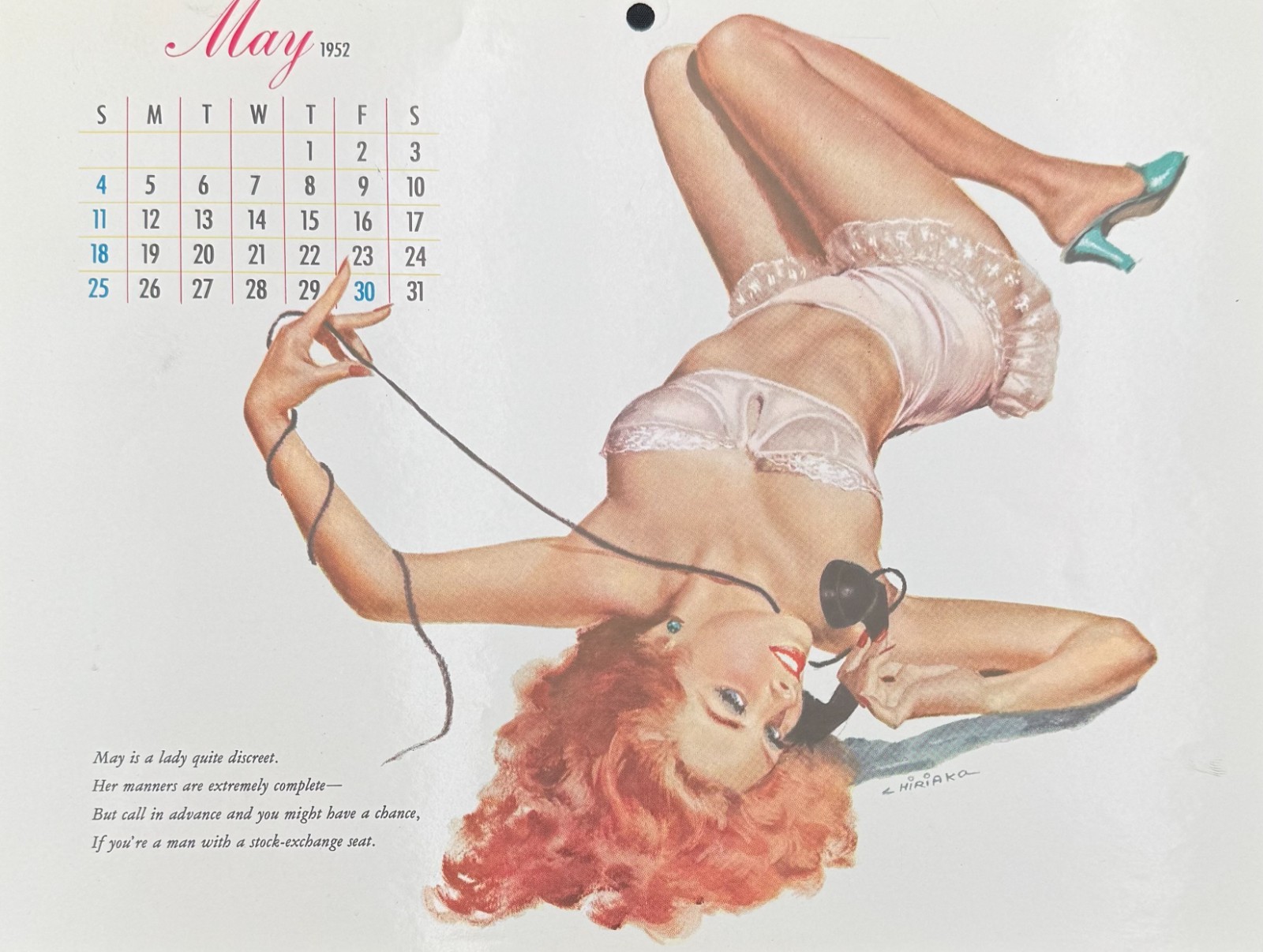 Ernest Chiriacka May 1952 Esquire Pin Up Calendar Original Vintage 8x11