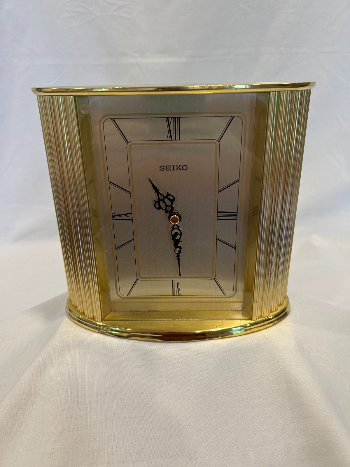 Vintage Seiko Quartz Desk Clock Brass Japan Movt Rare Antique QHG103GLH