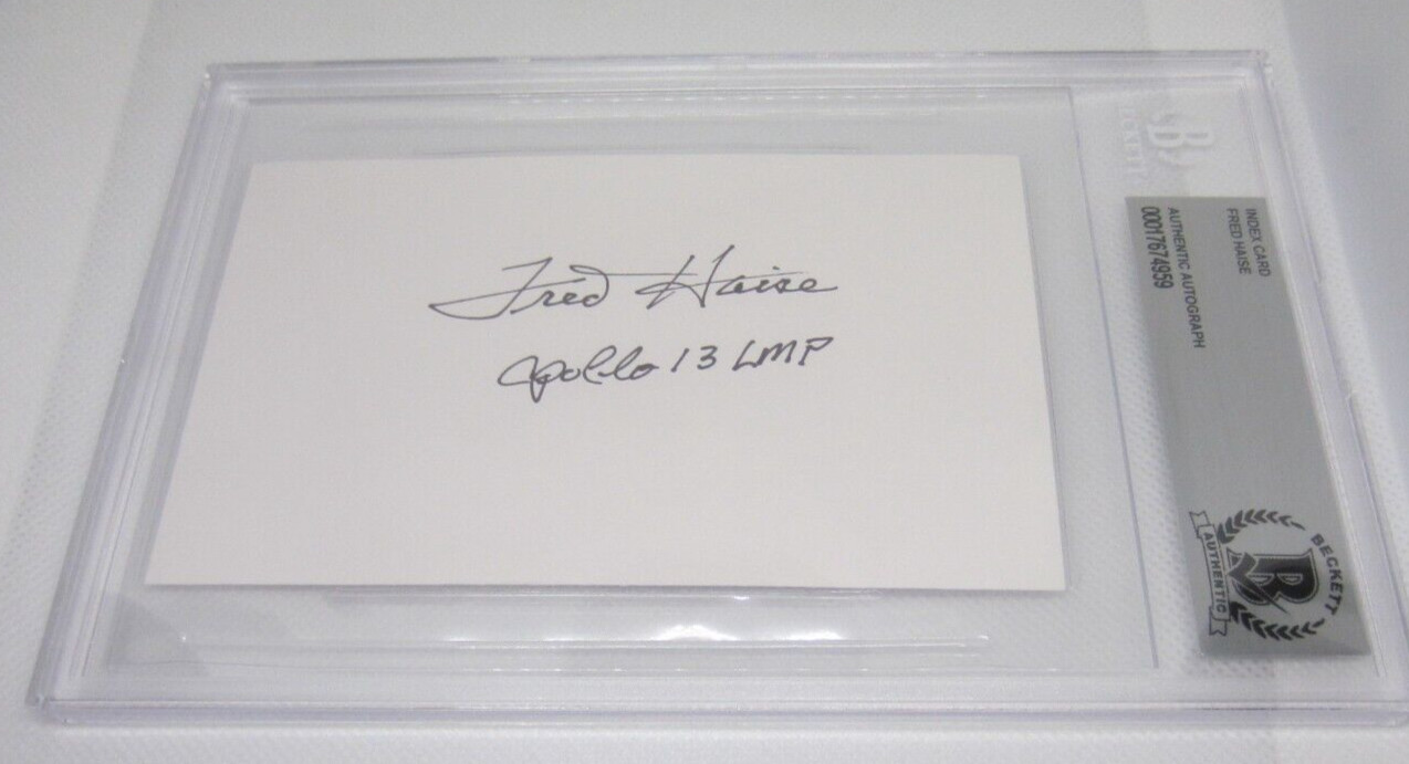 Fred Haise NASA Apollo 13 LMP Astronaut signed autographed BAS Beckett 3x5 card