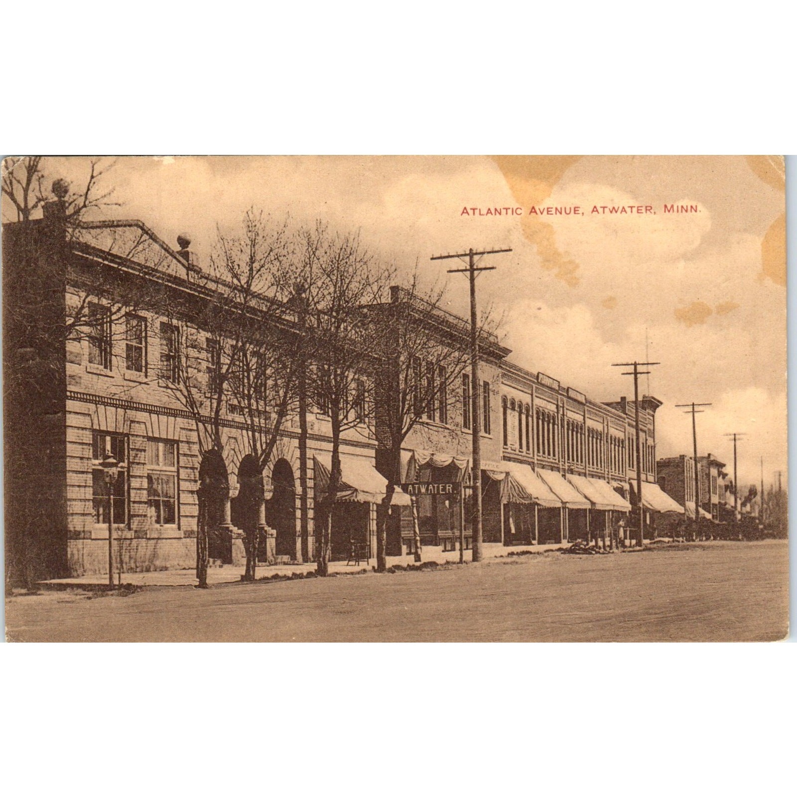 1910 Atlantic Avenue in Atwater Minnesota Vintage Postcard PD10