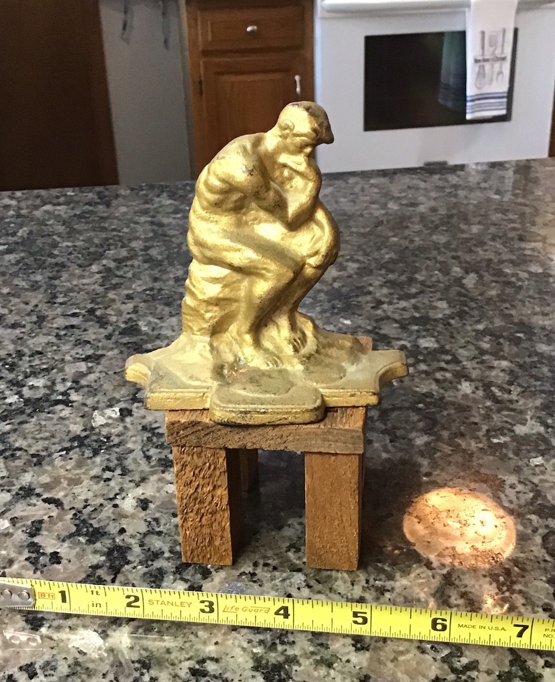 Antique Vintage Gold Cast Iron Bookend Auguste Rodin\'s \