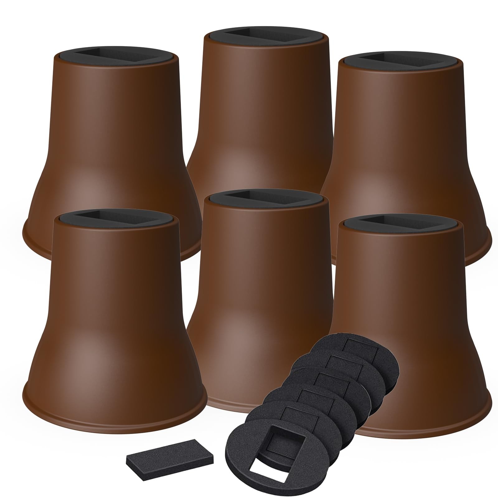 Mymulike Bed Risers 6 Inch 6 Pack Heavy Duty Bed Furniture Risers Lift Up To