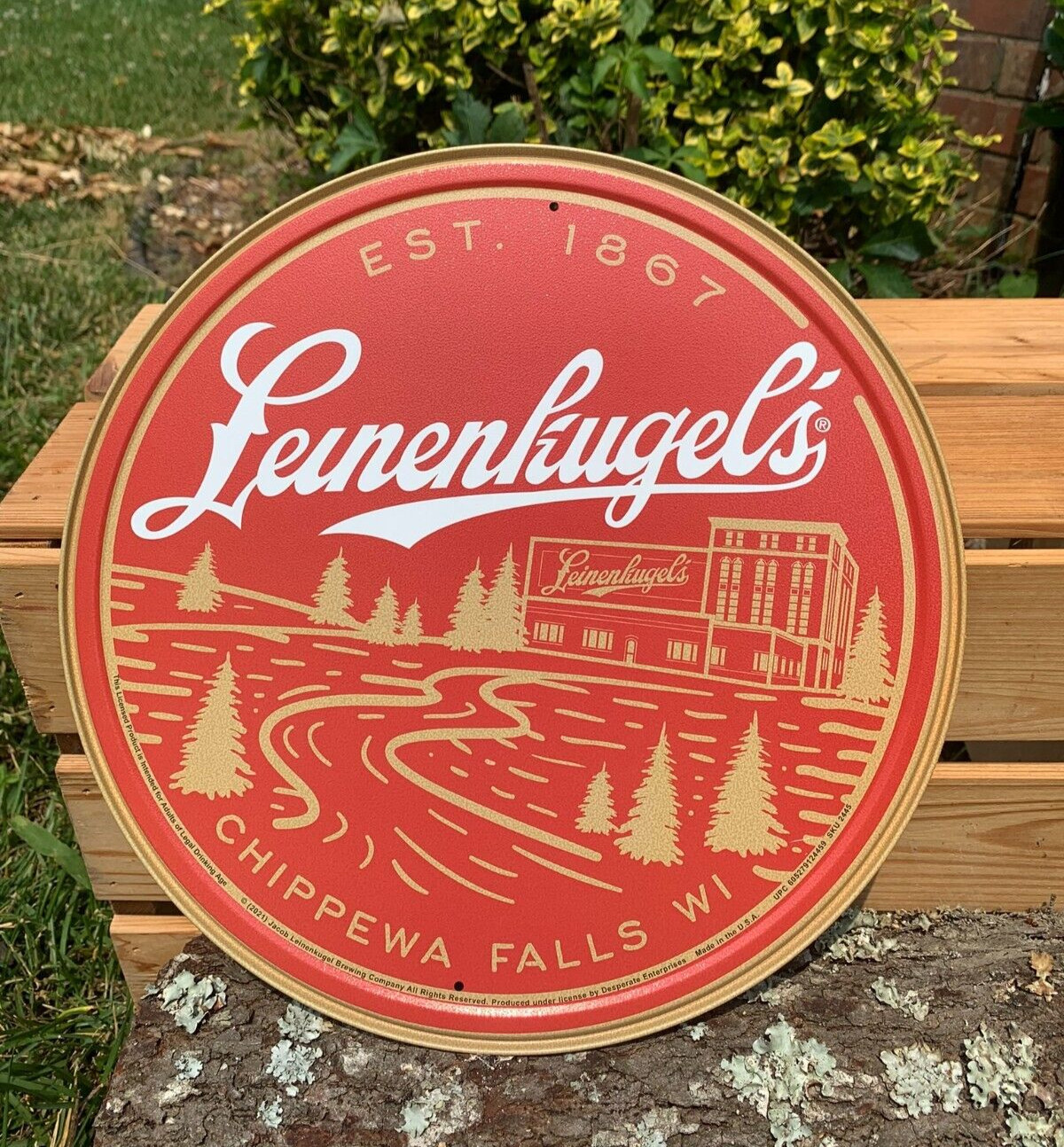 Leinenkugels Beer Sign Brewing Company Chippewa Metal Tin Vintage Garage Rustic Leinenkugels Beer Sign Brewing Company Chippewa Metal Tin Vintage Garage Rustic