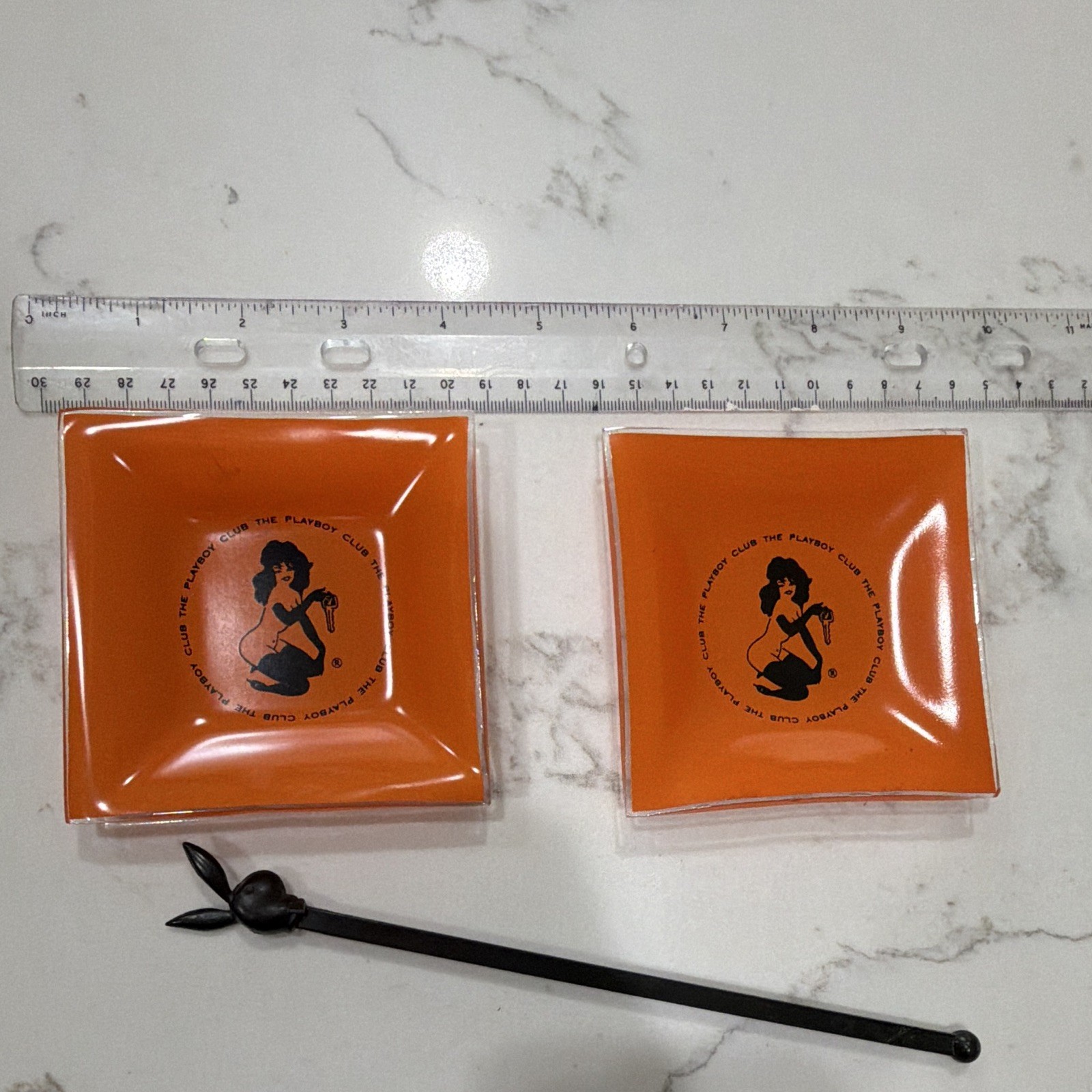 Vintage Phoenix Arizona Playboy Club Ashtrays & Bunny Drink Stirrer