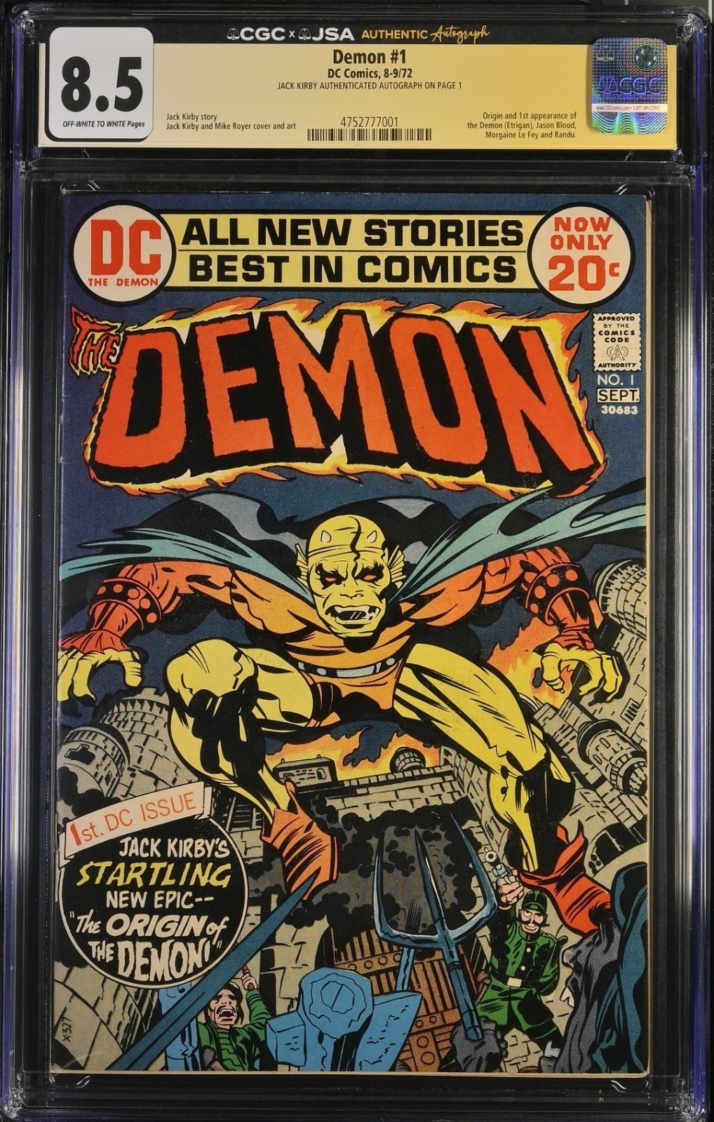Demon #1 CGC 8.5 | Signed By Jack Kirby | HIGHEST GRADED COPY TOP OF THE CENSUS Demon #1 CGC 8.5 | Signed By Jack Kirby | HIGHEST GRADED COPY TOP OF THE CENSUS