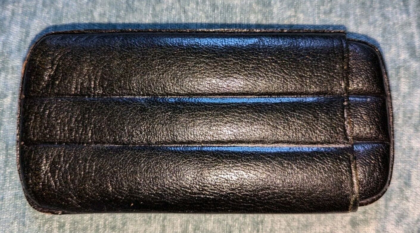 Dunhill 3 x cigar case black leather made in Spain - Vintage